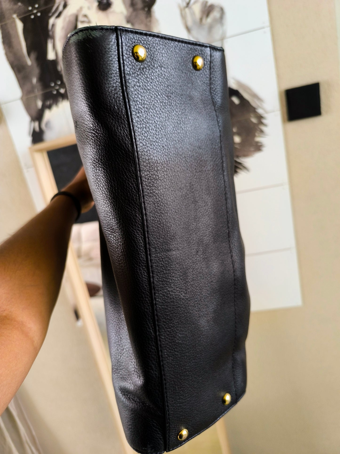Michael Kors Hamilton east west large soft leather satchel tote black