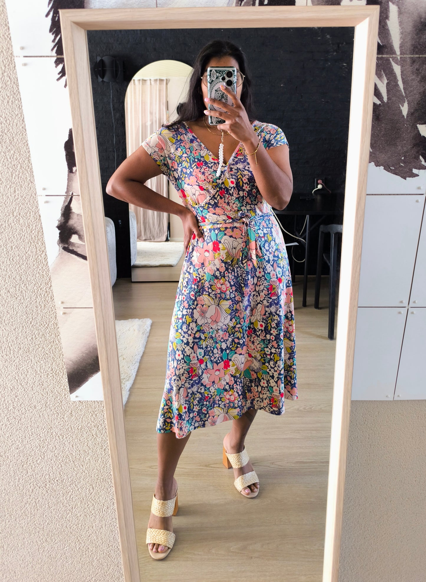 King Louie floral print midi stretch jurk