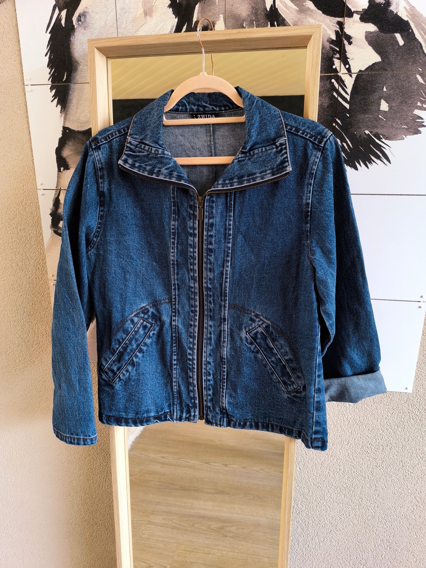 Zhida zip denim jacket indigo