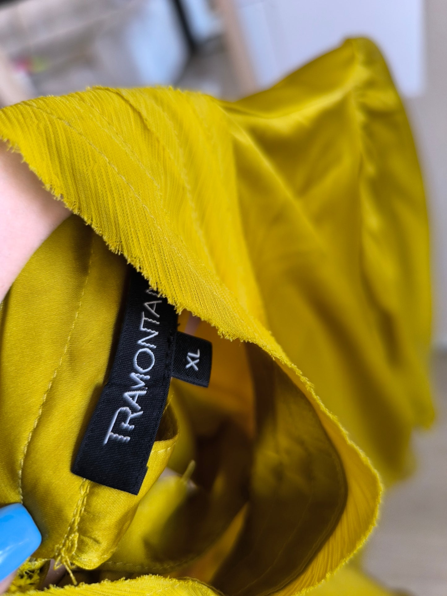 Tramontana satin collar top golden ochre