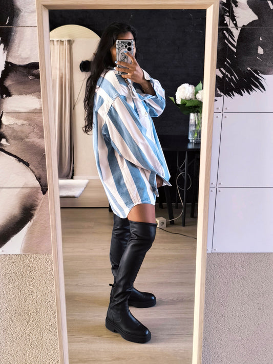 Sacha Premium leather overknee boots jet black