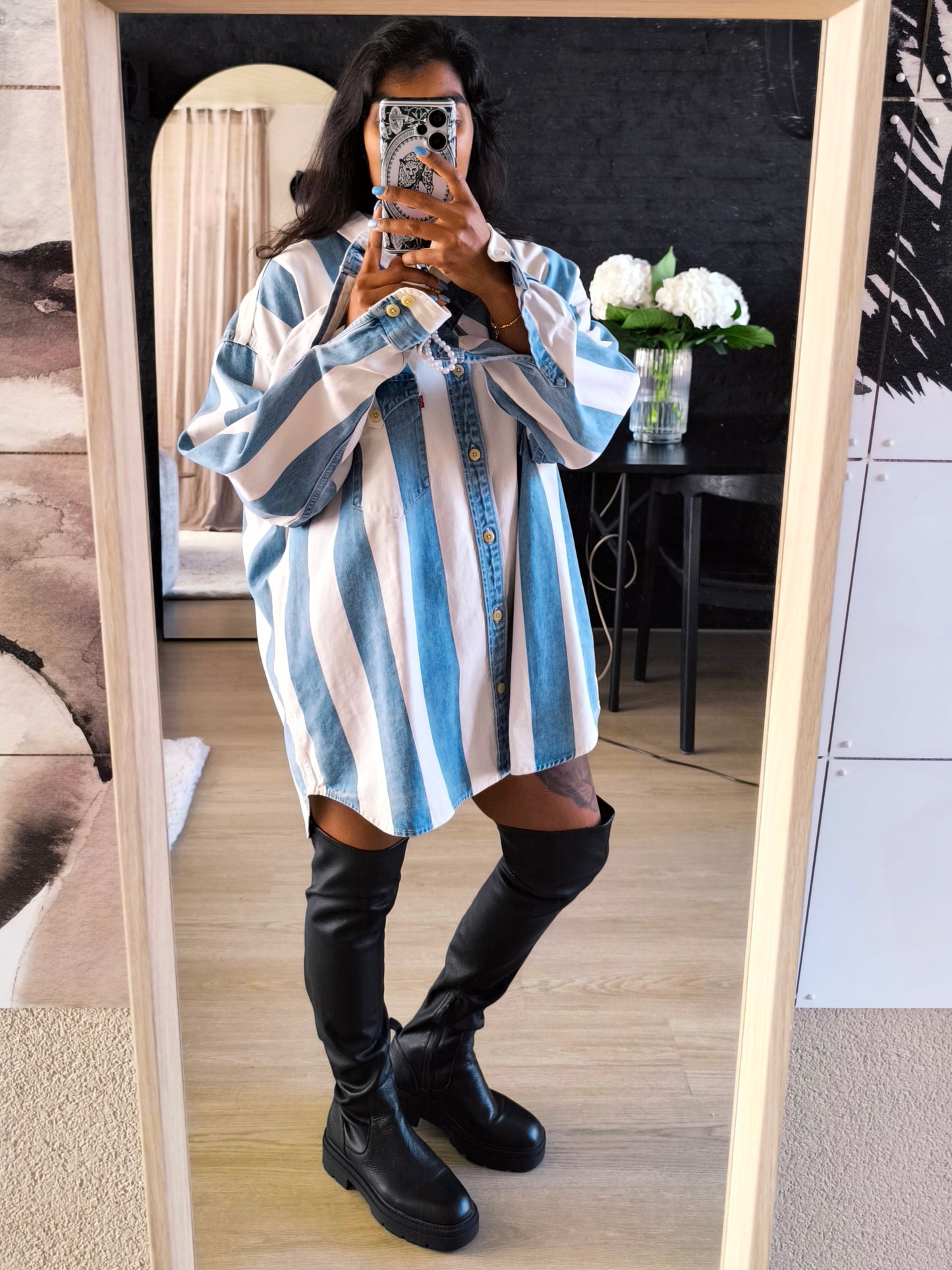 Sacha Premium leather overknee boots jet black