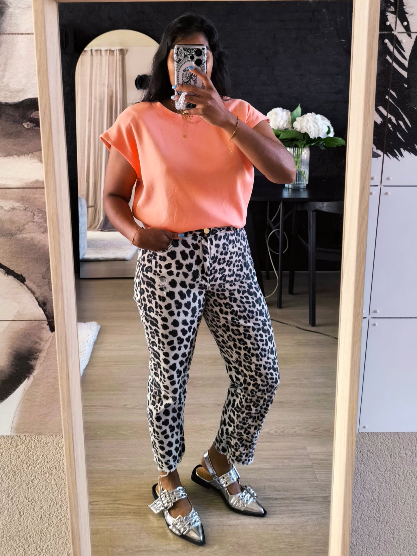 Inwear Issa shoulder padded modal top peach