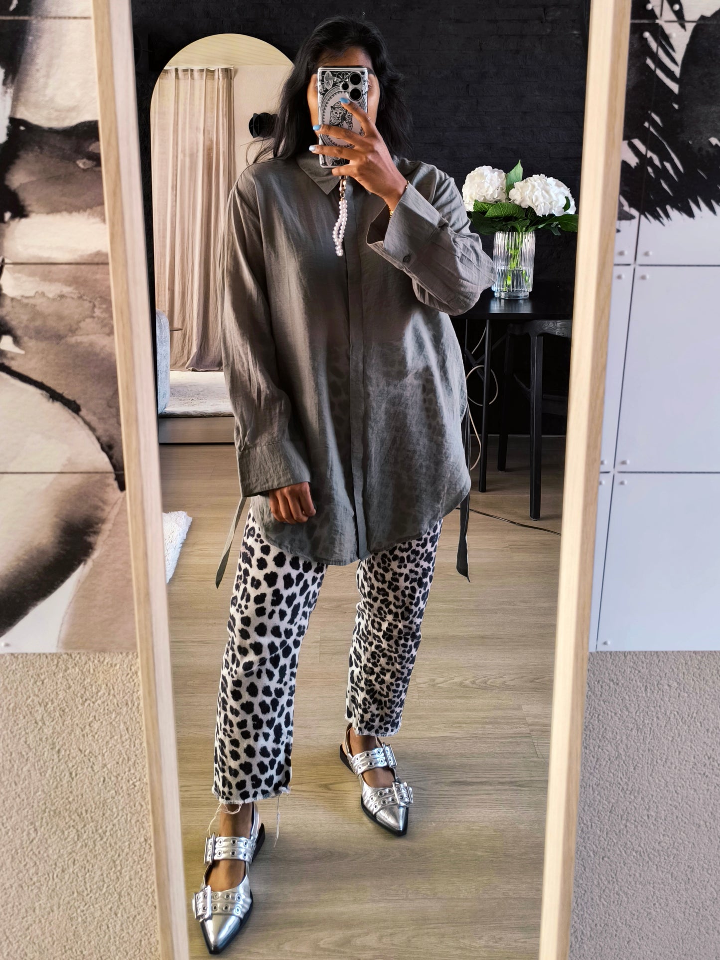MSCH Marcella oversized lyocell mix blouse army