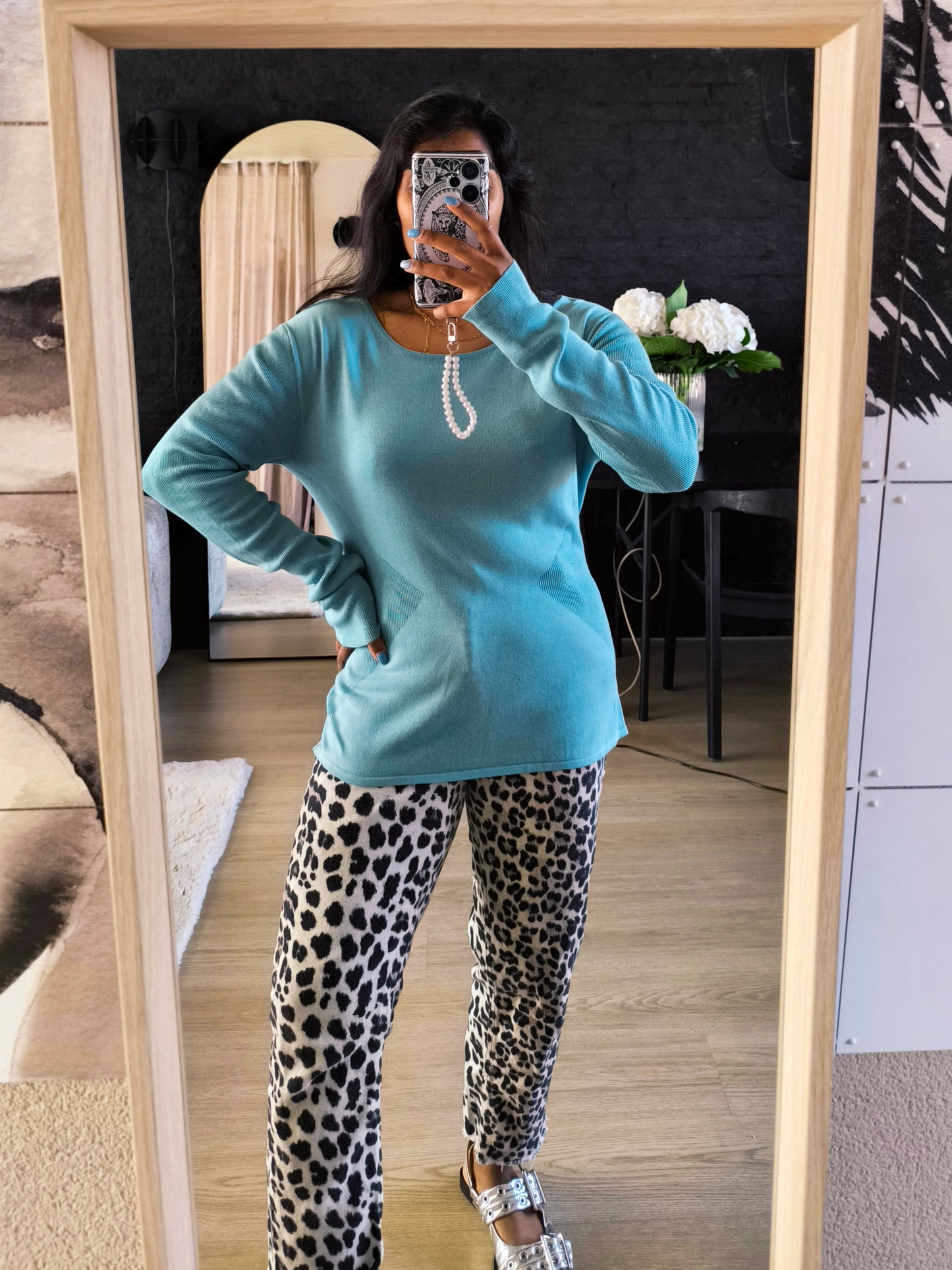 Caroline Biss fine knit longsleeve turquoise