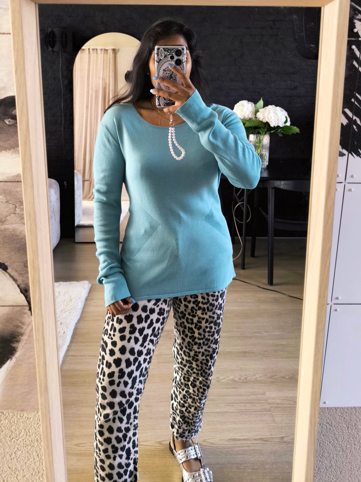 Caroline Biss fine knit longsleeve turquoise