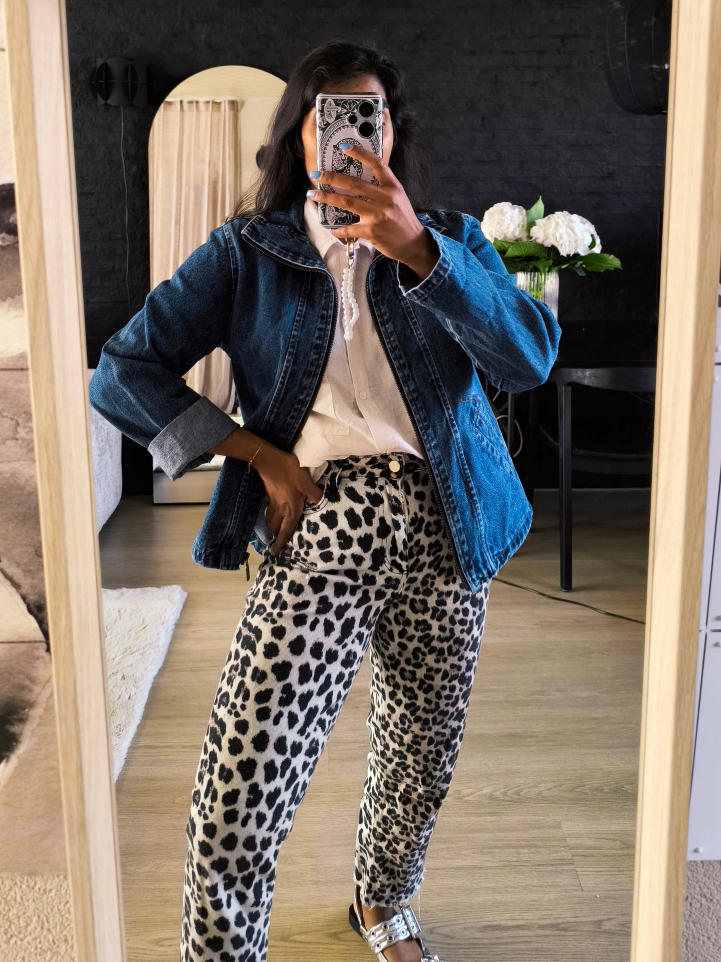 Zhida zip denim jacket indigo