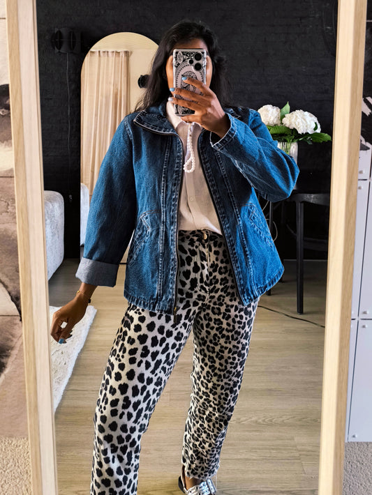 Zhida zip denim jacket dark indigo