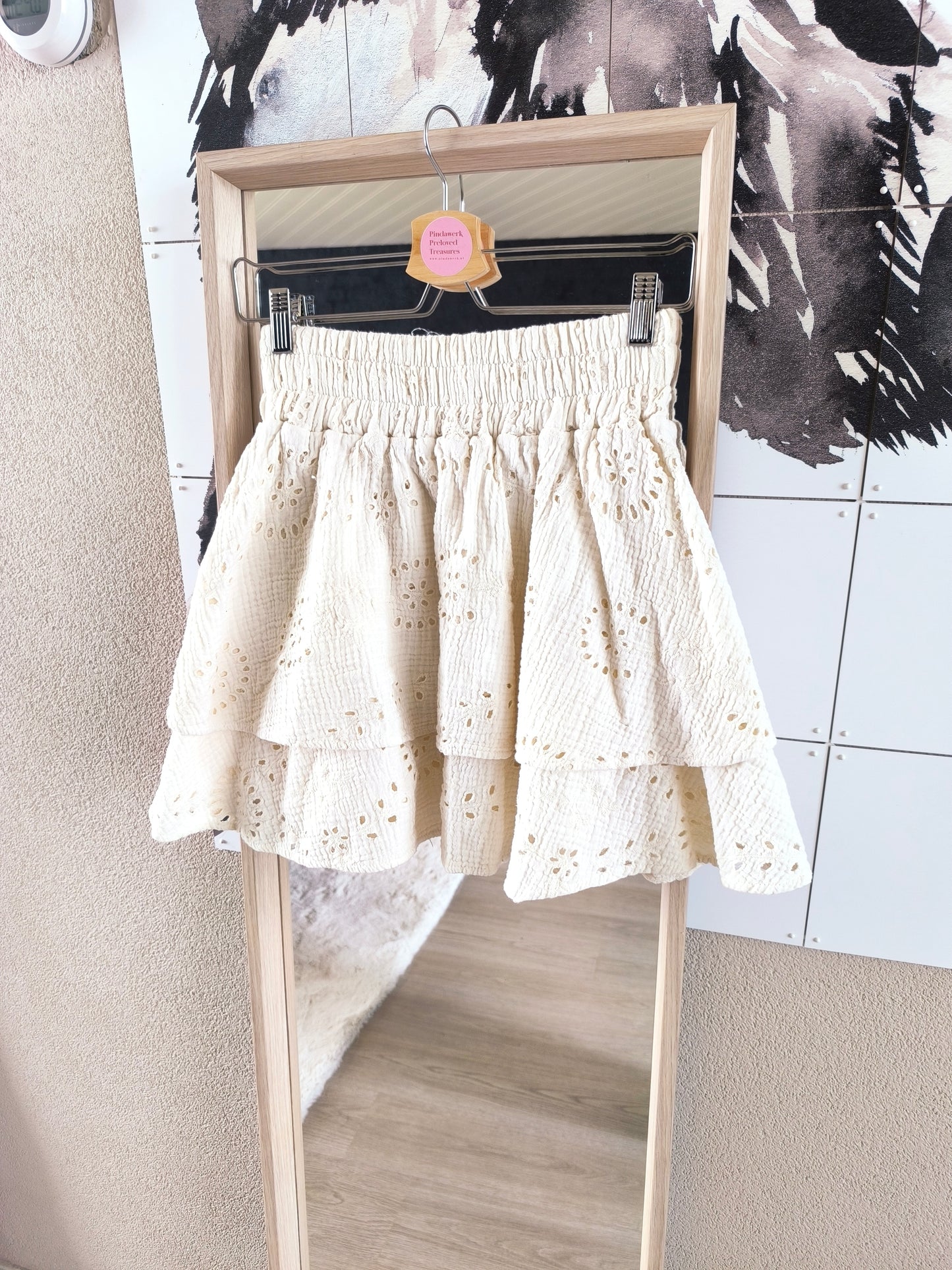 Amaya Amsterdam Belle embroidered mousseline rok ecru