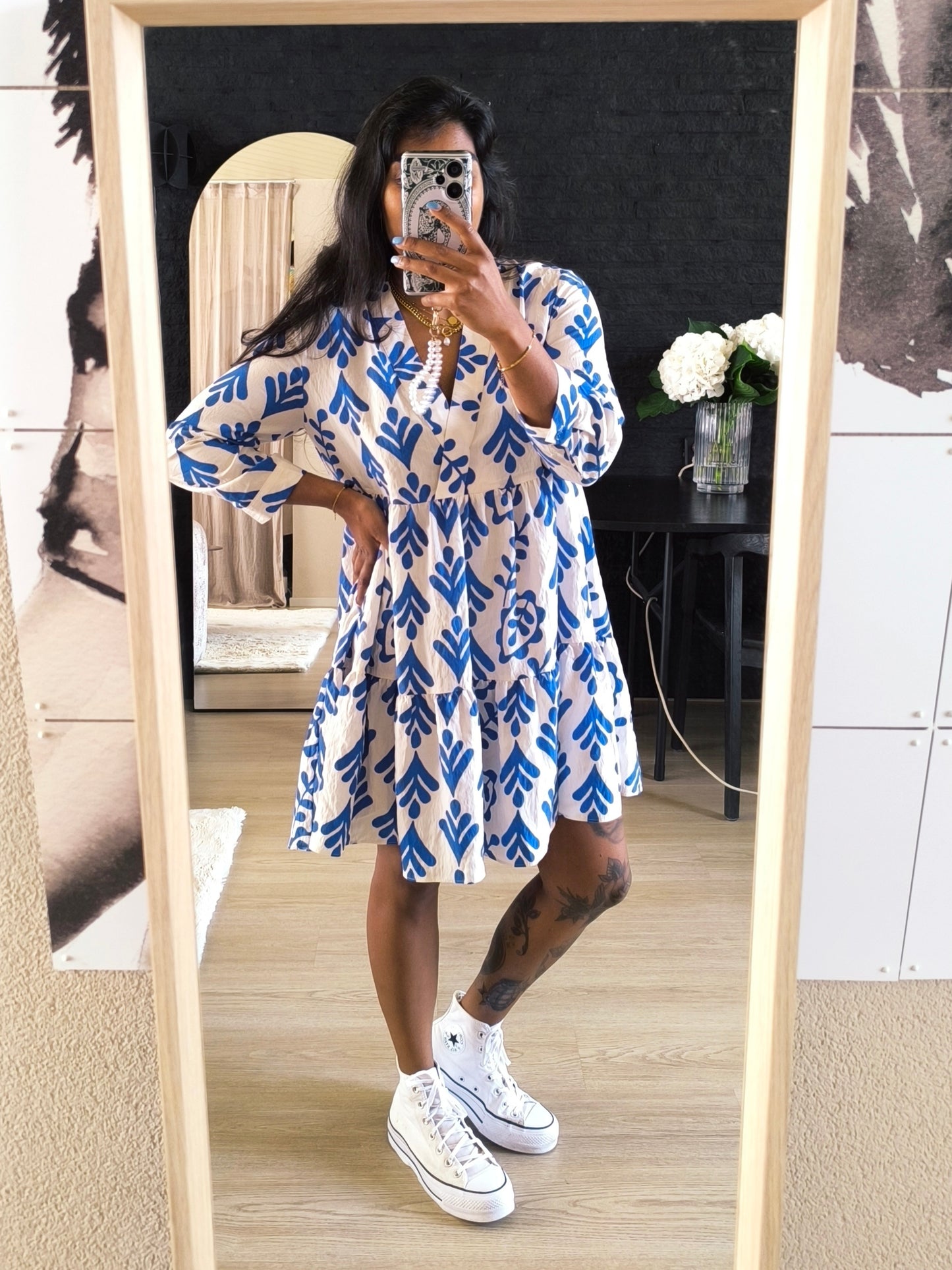 Zara the carrie dress loose fit wit / kobalt