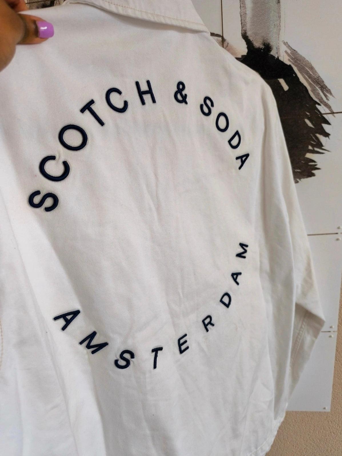 Heren - Scotch & Soda embroidered cotton shacket wit