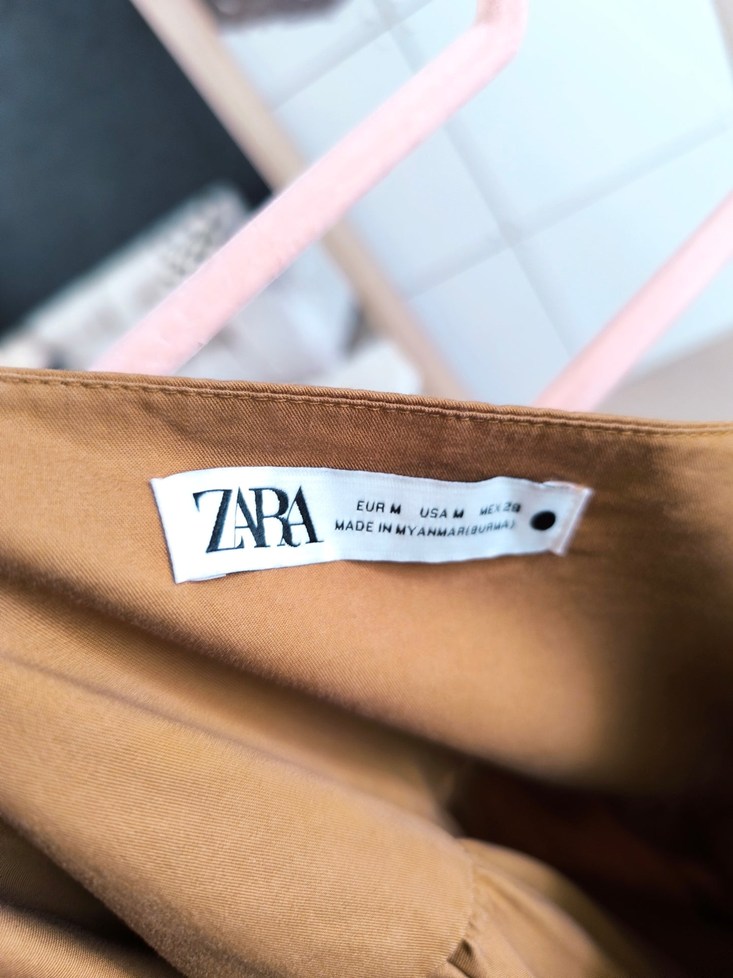 Zara popline cotton bohemian jurk cognac