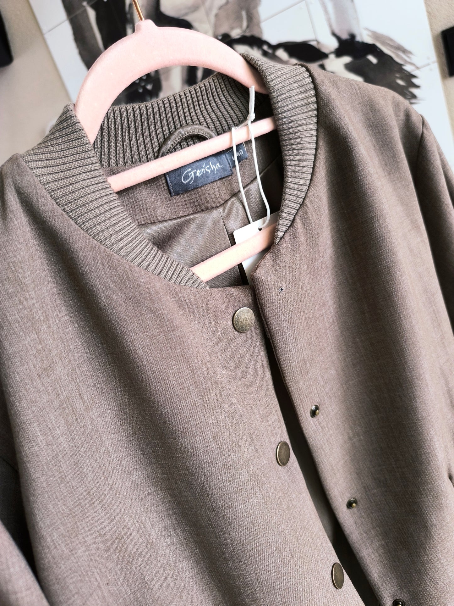 Geisha tailored bomber jacket dark taupe (B-keuze)