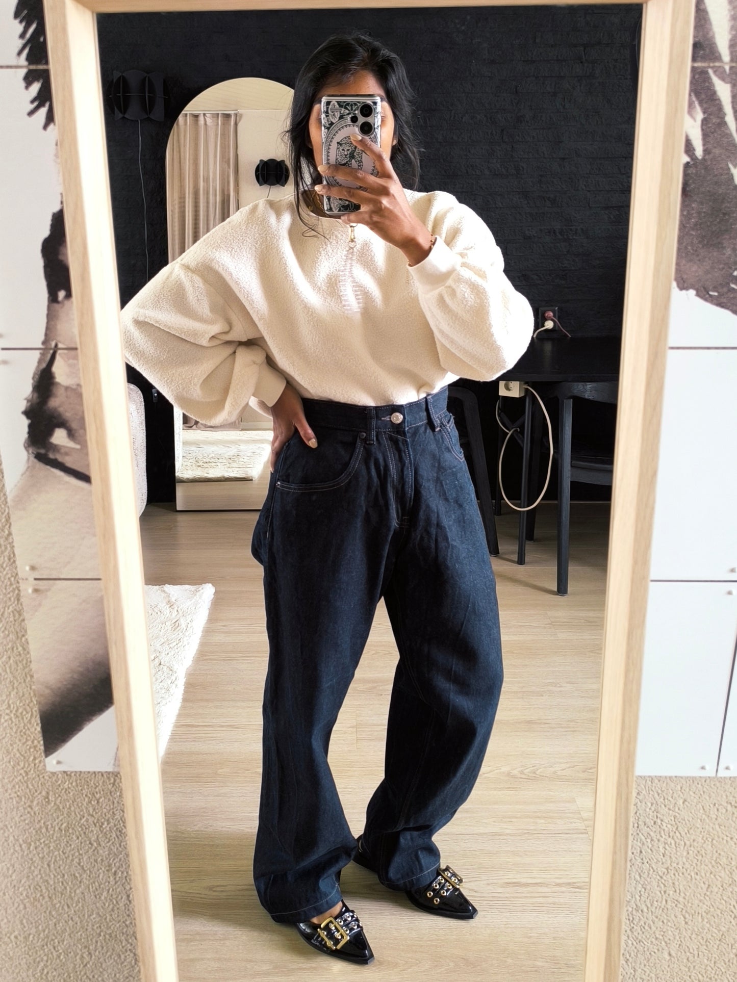 Zara relaxed fit high waist wide leg jeans
