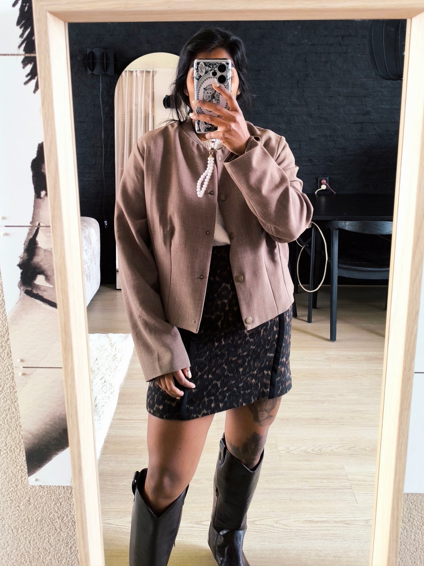 Geisha tailored bomber jacket dark taupe (B-keuze)
