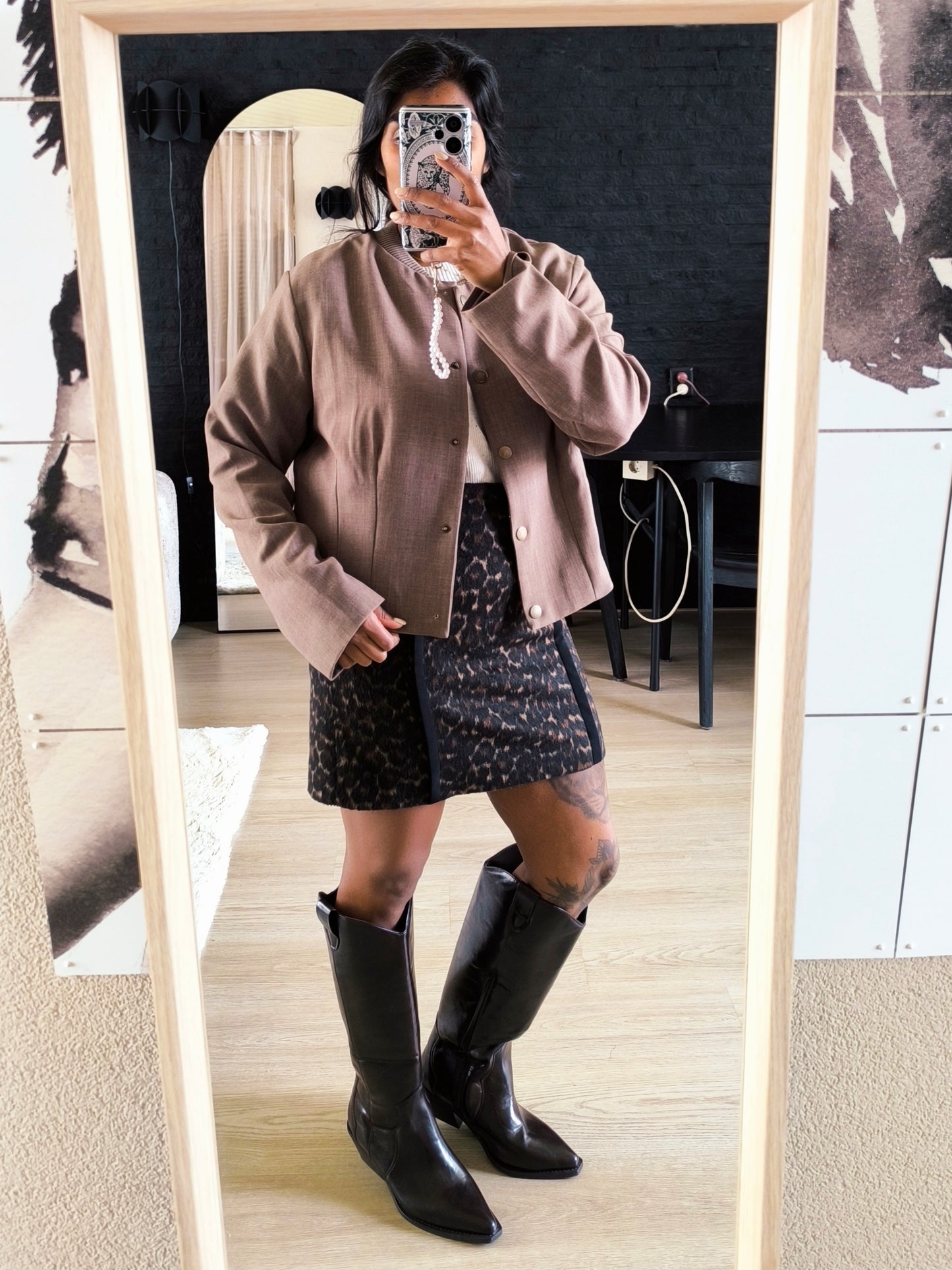 Geisha tailored bomber jacket dark taupe (B-keuze)