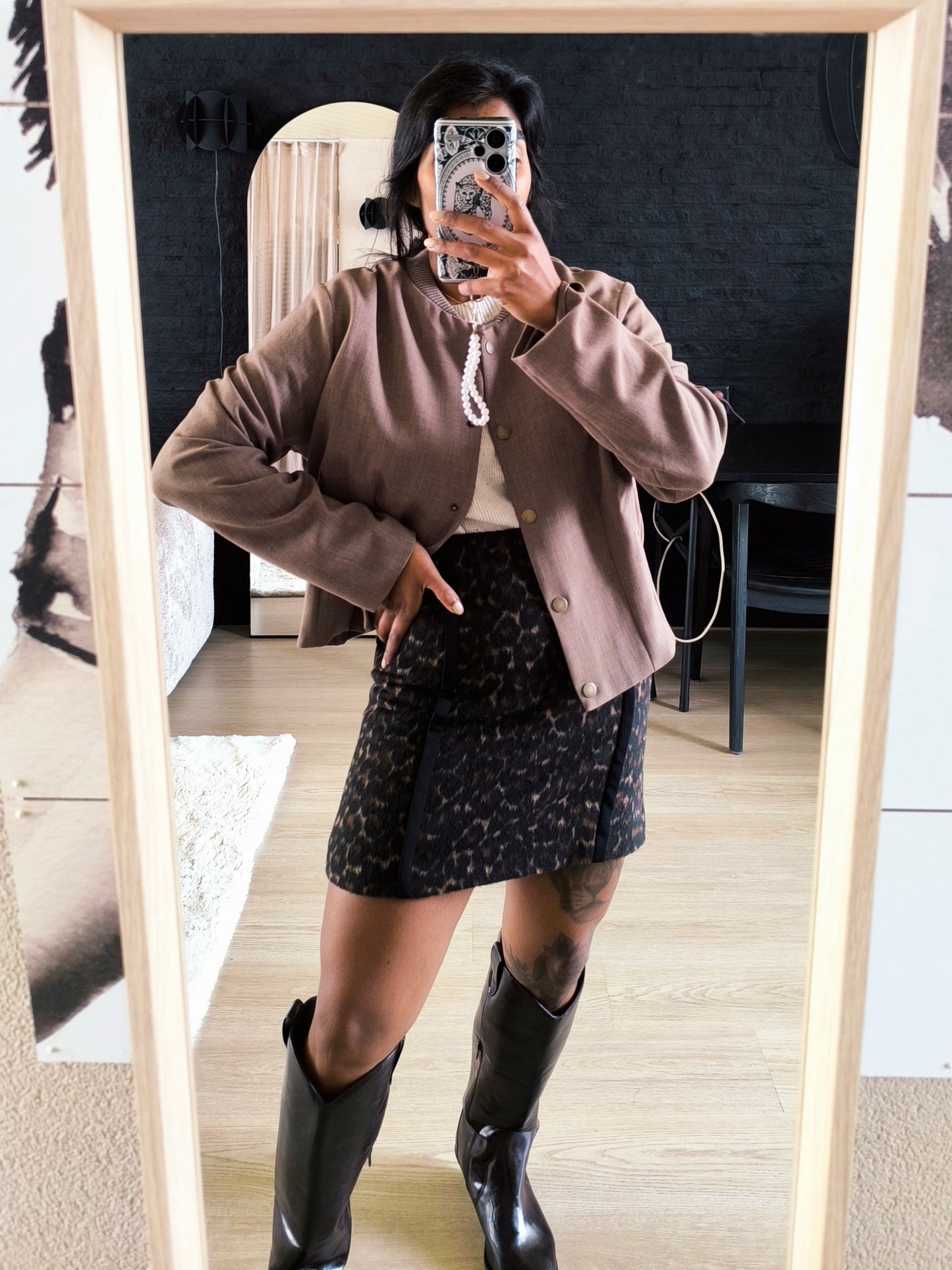 Geisha tailored bomber jacket dark taupe (B-keuze)