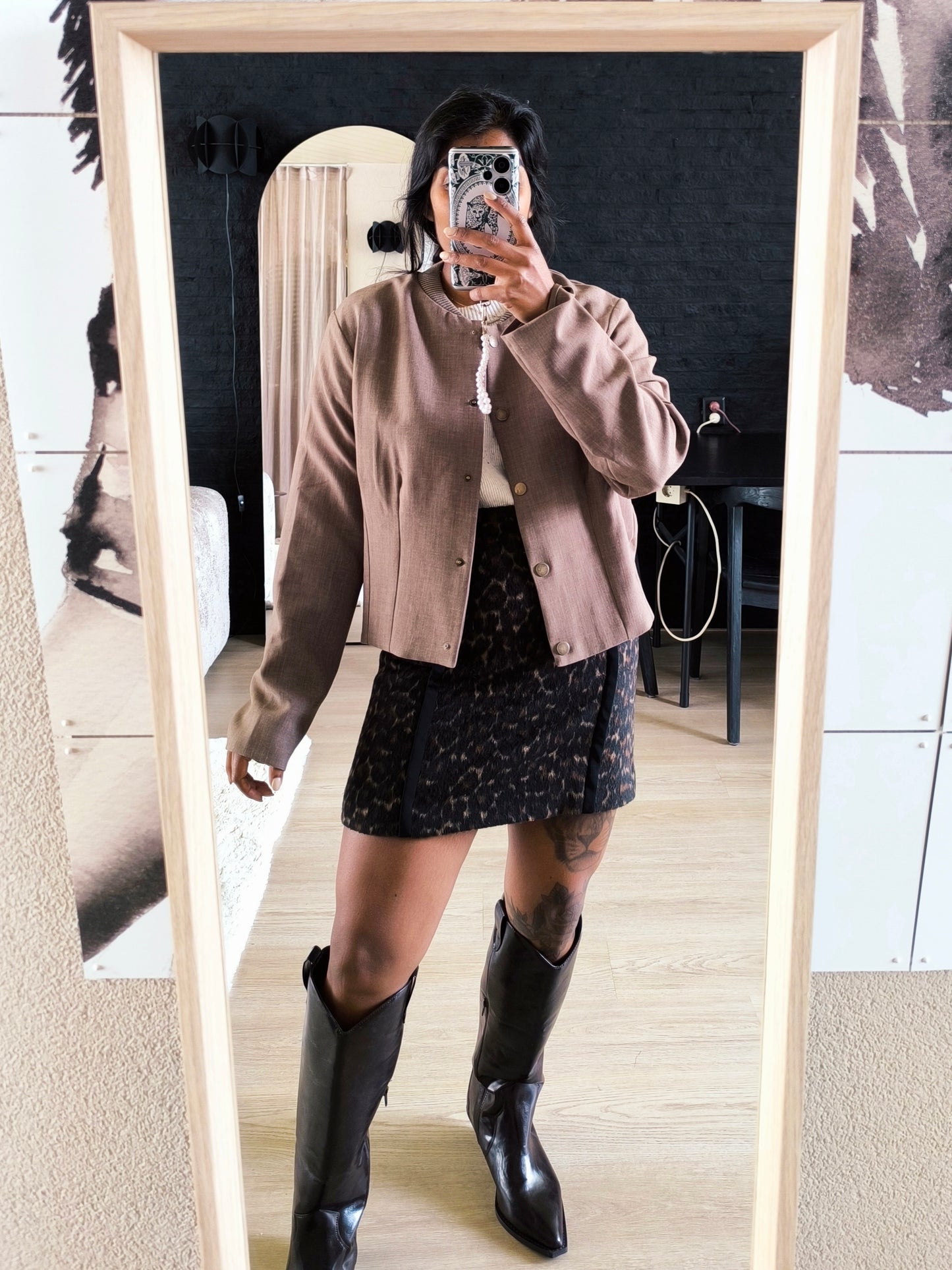 Geisha tailored bomber jacket dark taupe (B-keuze)