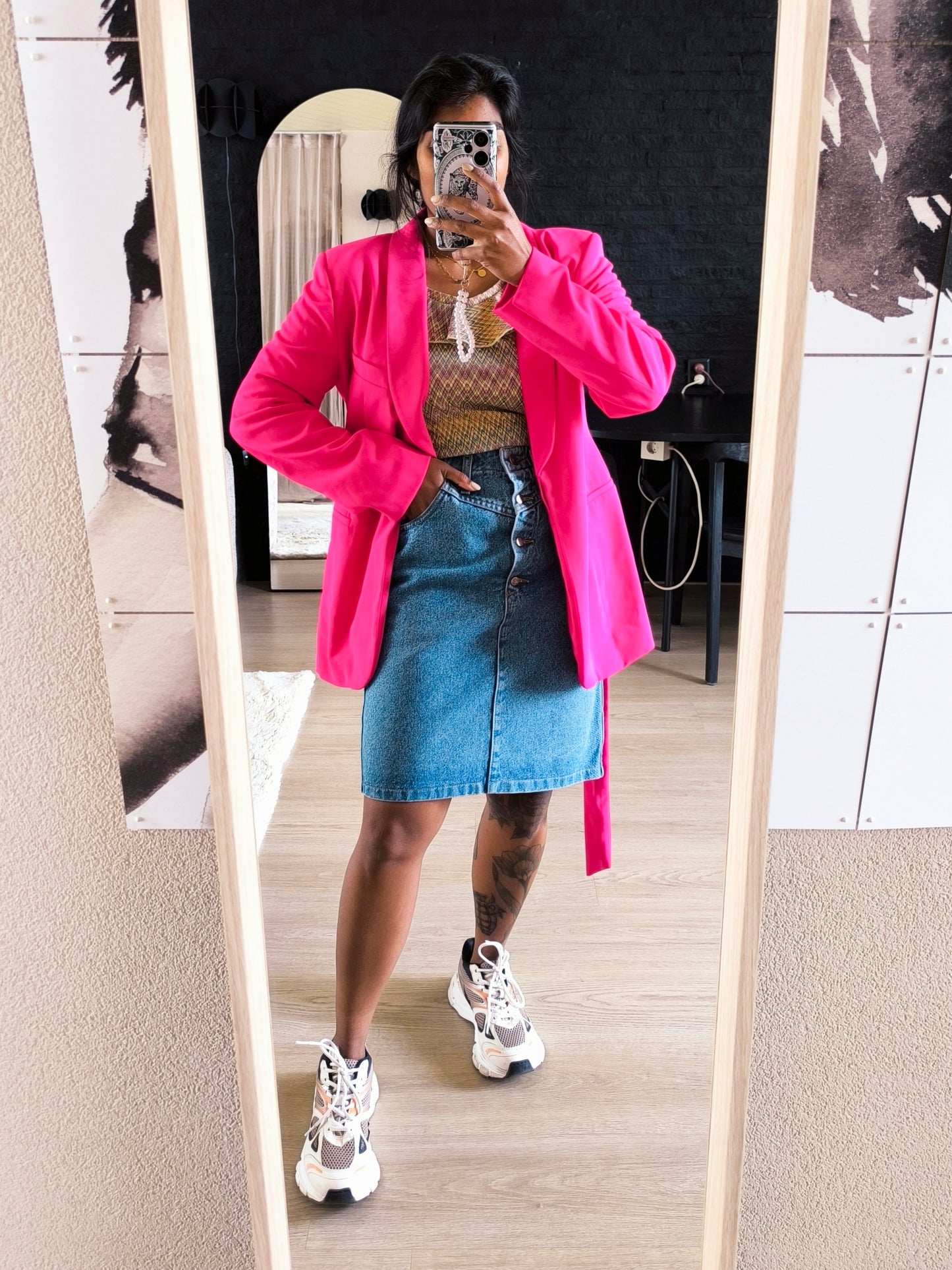 Zara belted blazer fuchsia