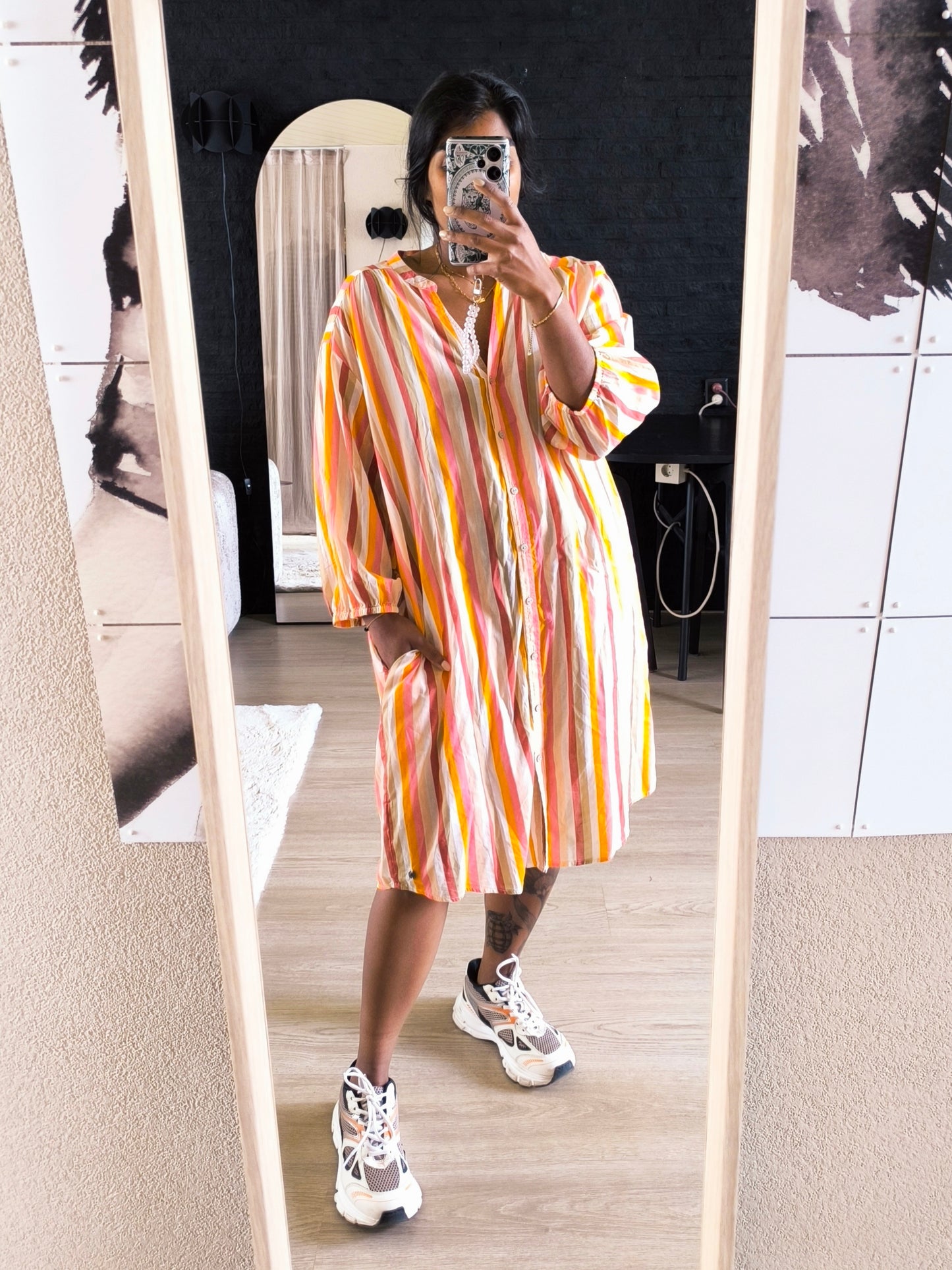 Garcia striped cotton candy jurk