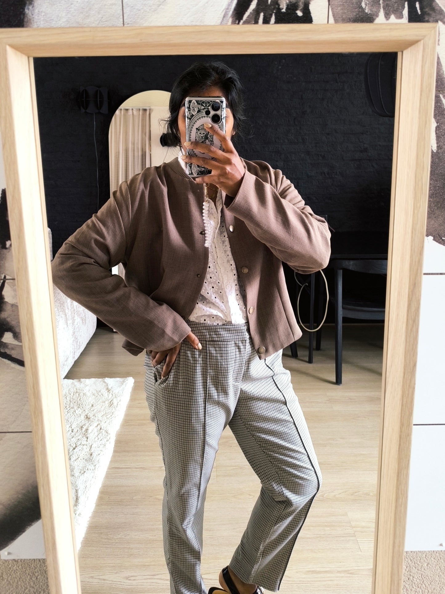 Geisha tailored bomber jacket dark taupe (B-keuze)