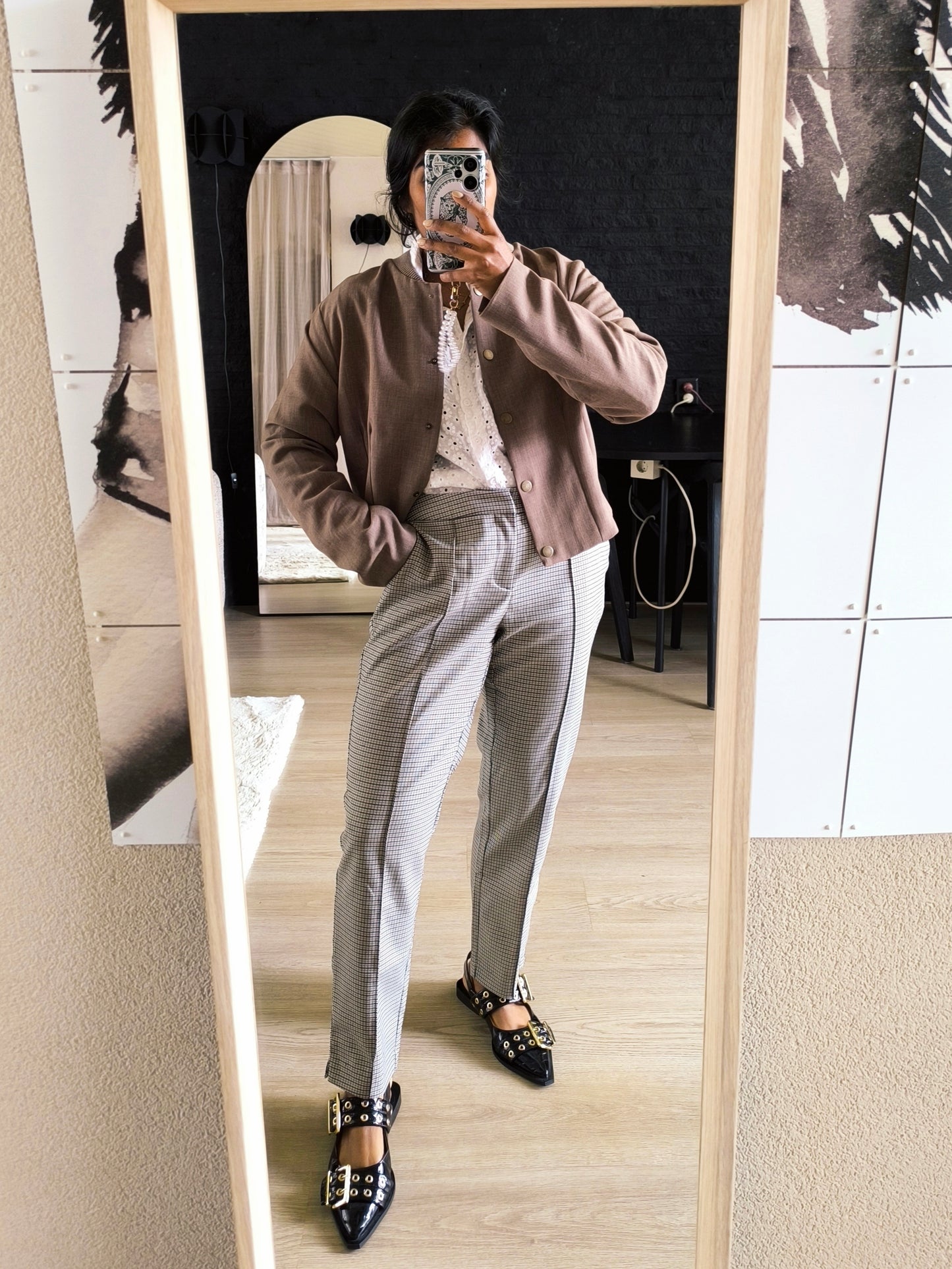 Geisha tailored bomber jacket dark taupe (B-keuze)