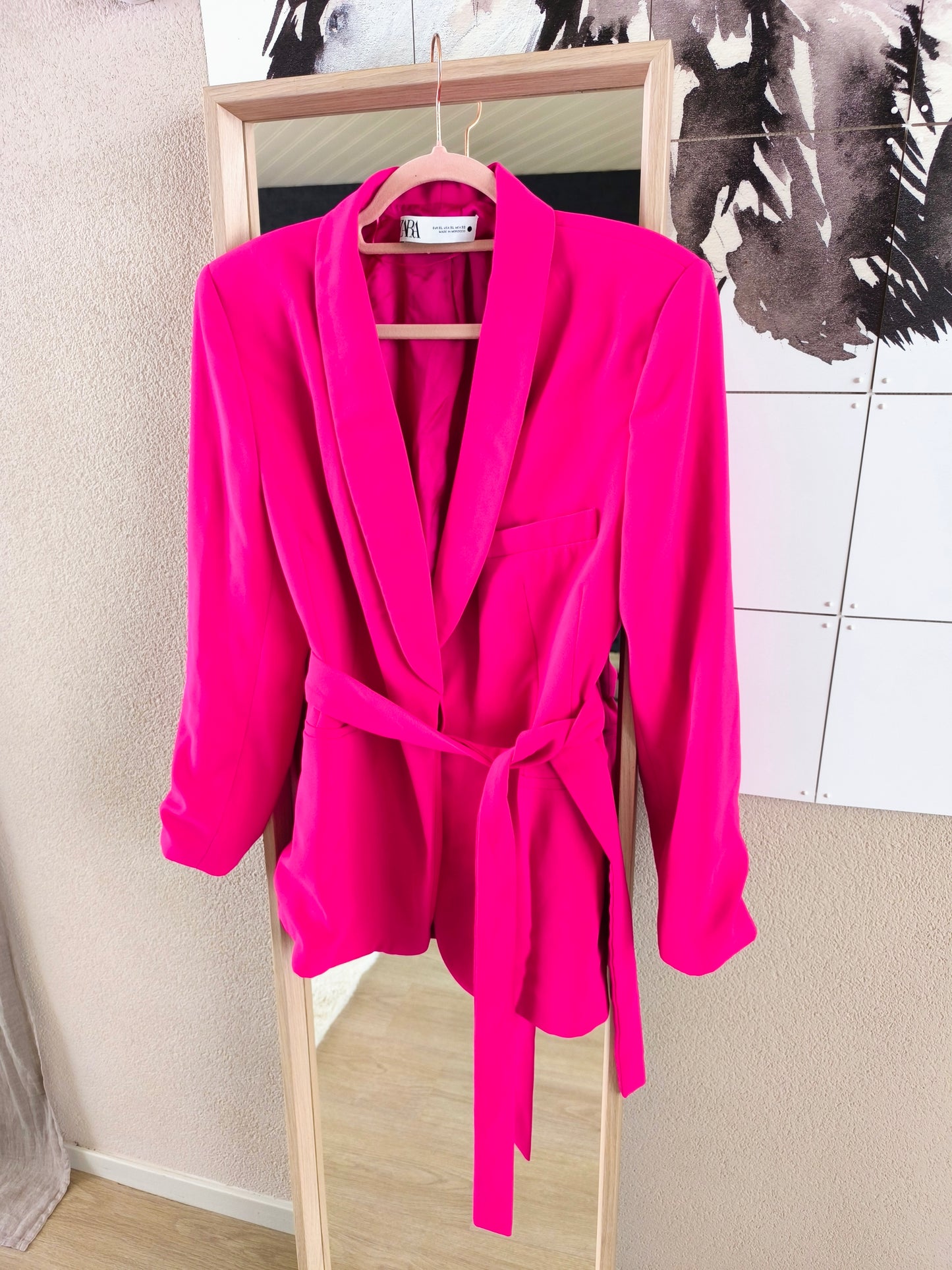 Zara belted blazer fuchsia