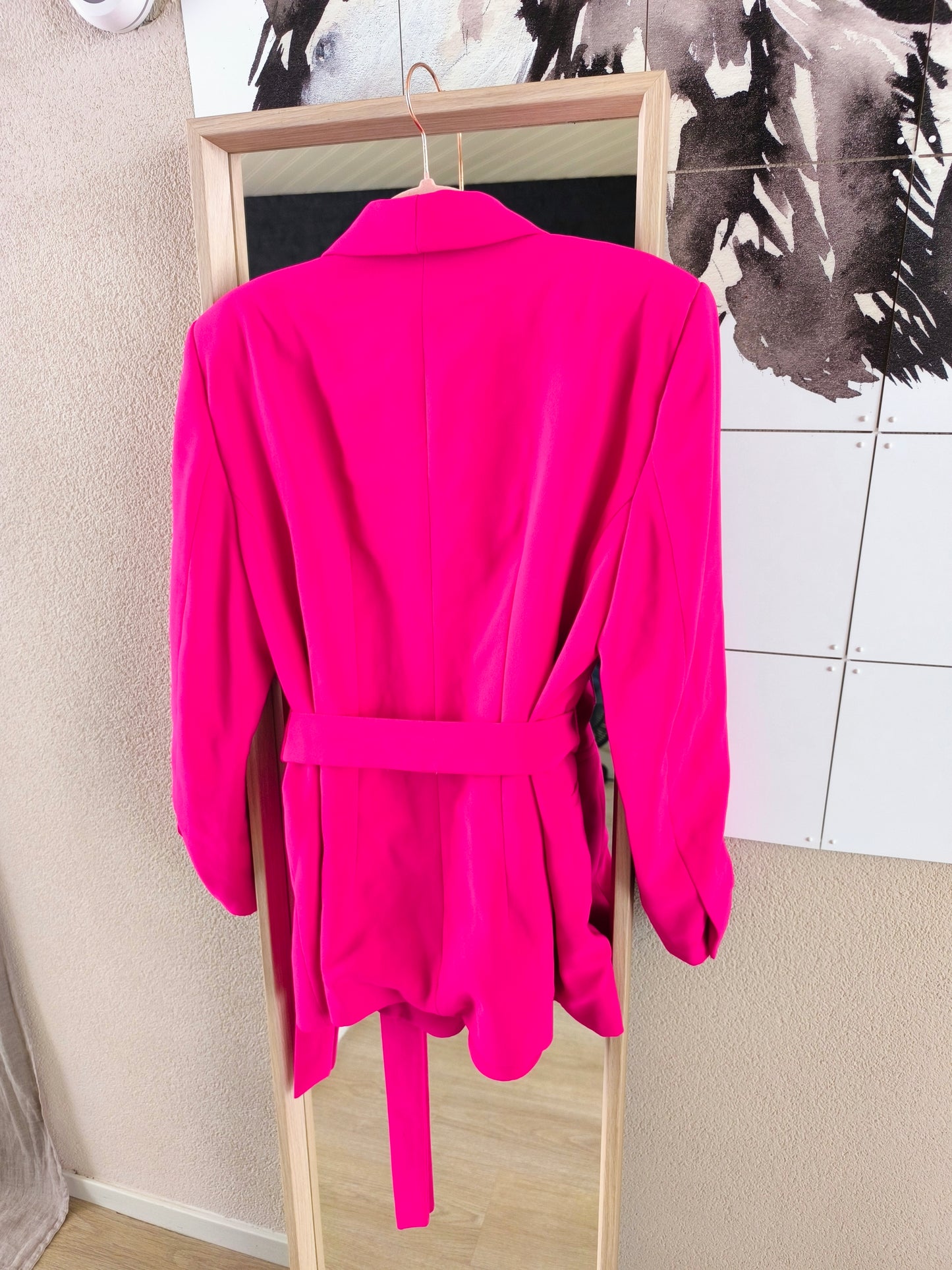 Zara belted blazer fuchsia