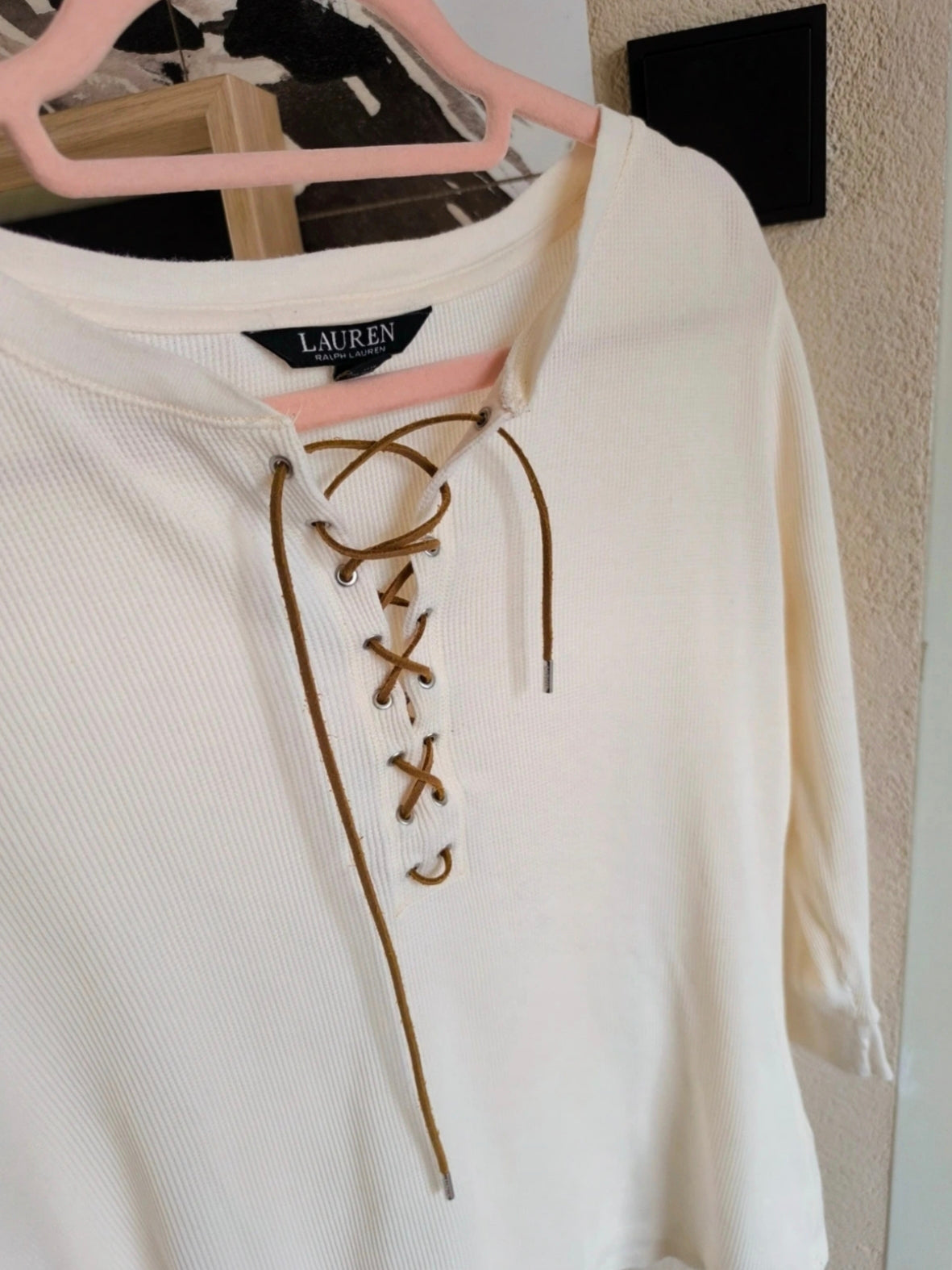 Lauren Ralph Lauren seersucker top ecru
