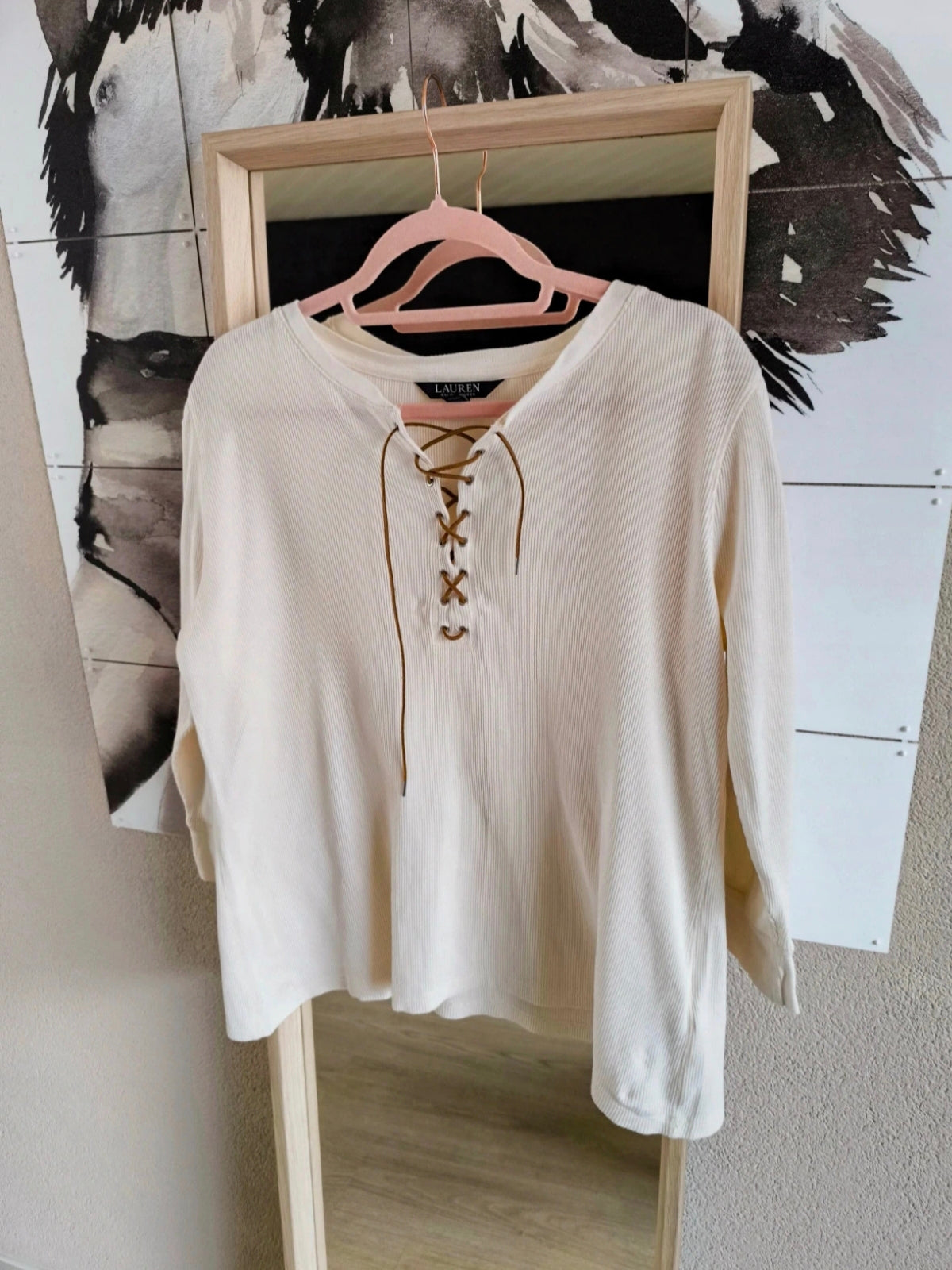 Lauren Ralph Lauren seersucker top ecru
