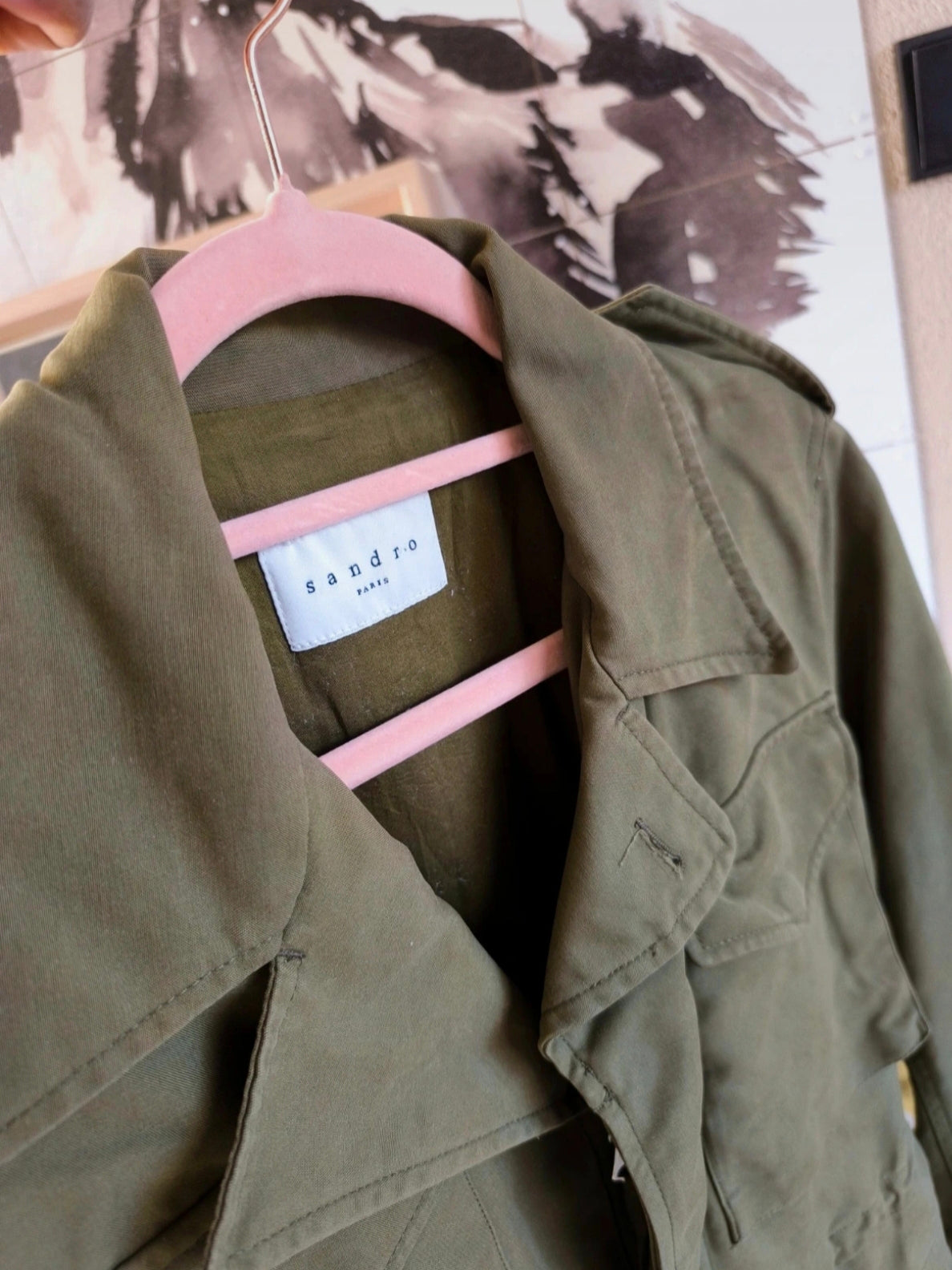 Sandro Paris classic parka jacket khaki