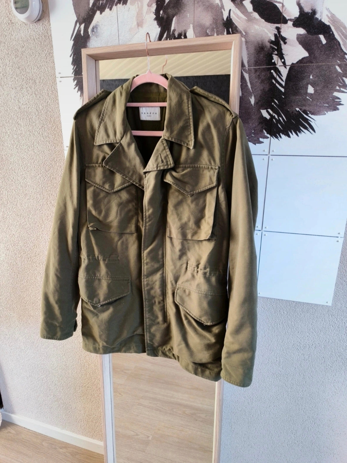 Sandro Paris classic parka jacket khaki