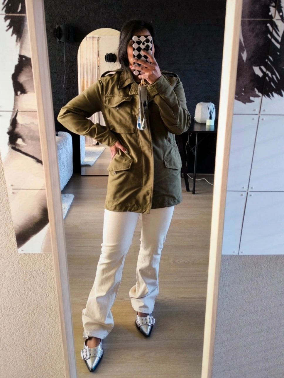Sandro Paris classic parka jacket khaki