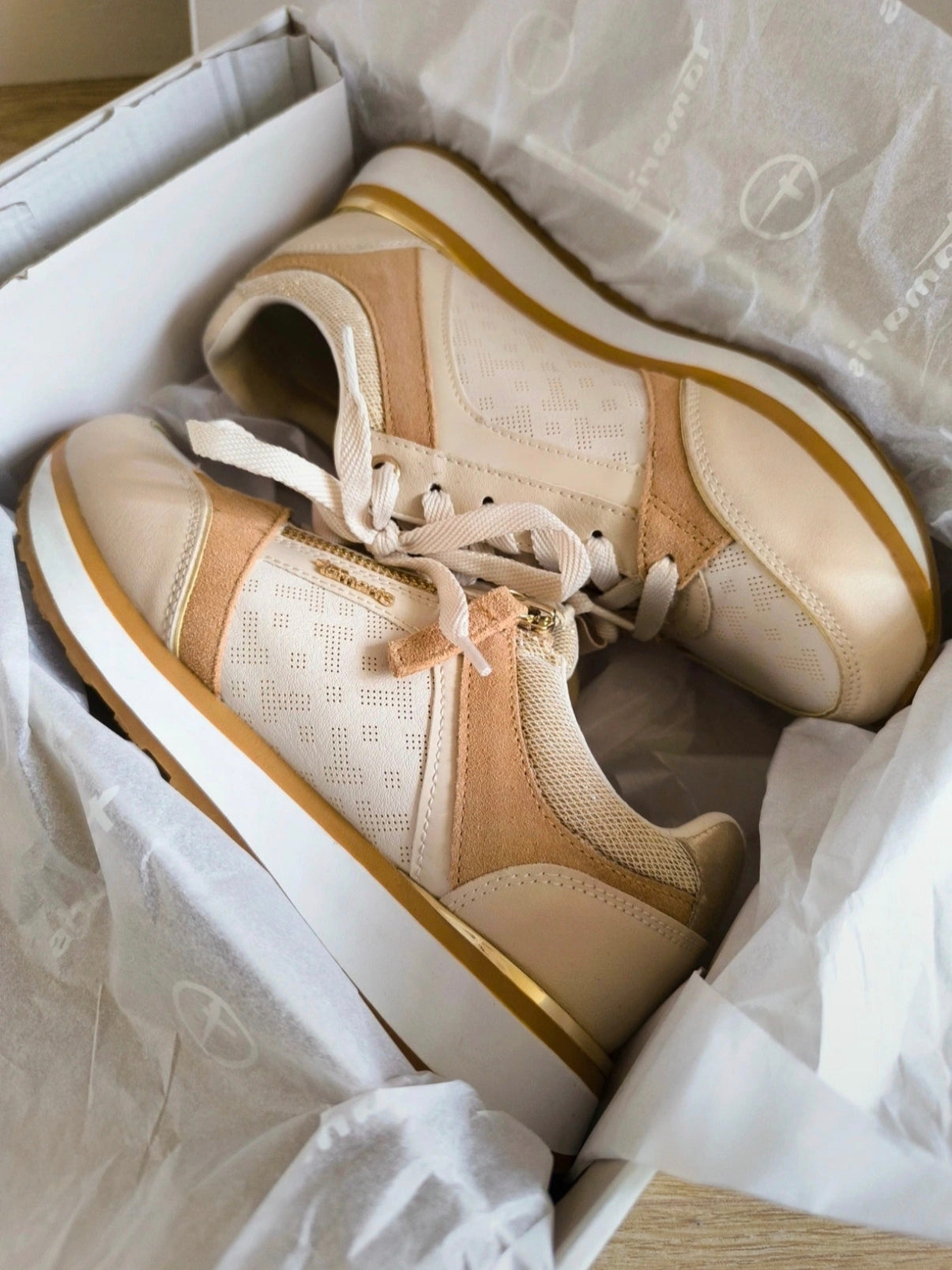 Tamaris zip sneaker ivory comb