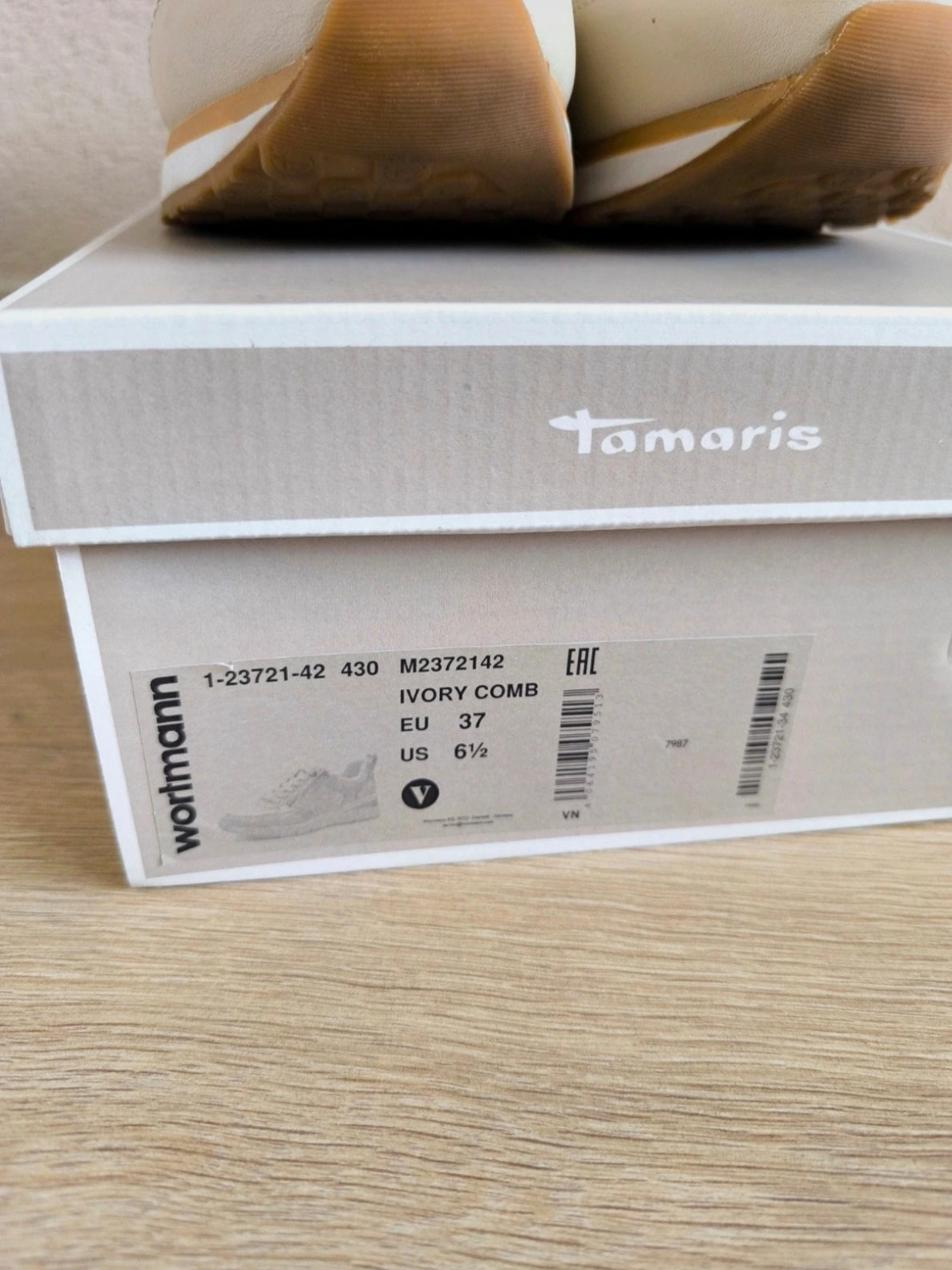 Tamaris zip sneaker ivory comb