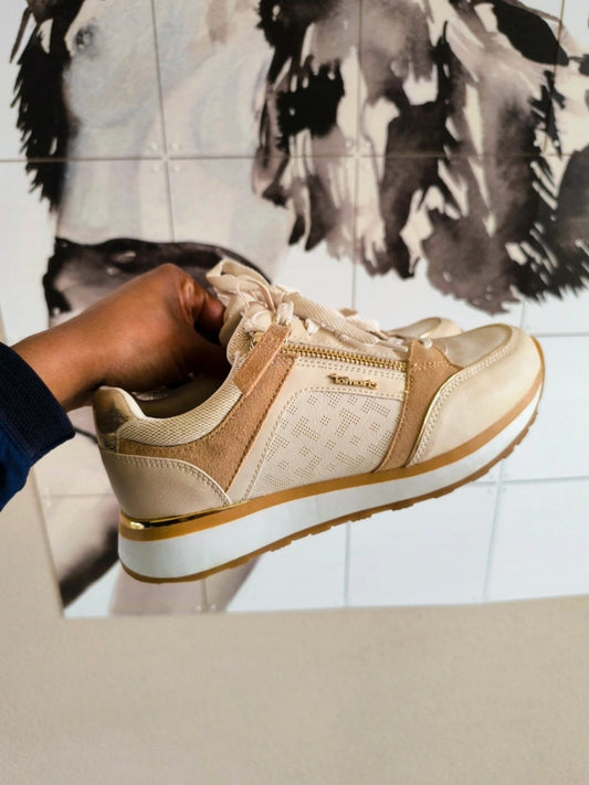 Tamaris zip sneaker ivory comb