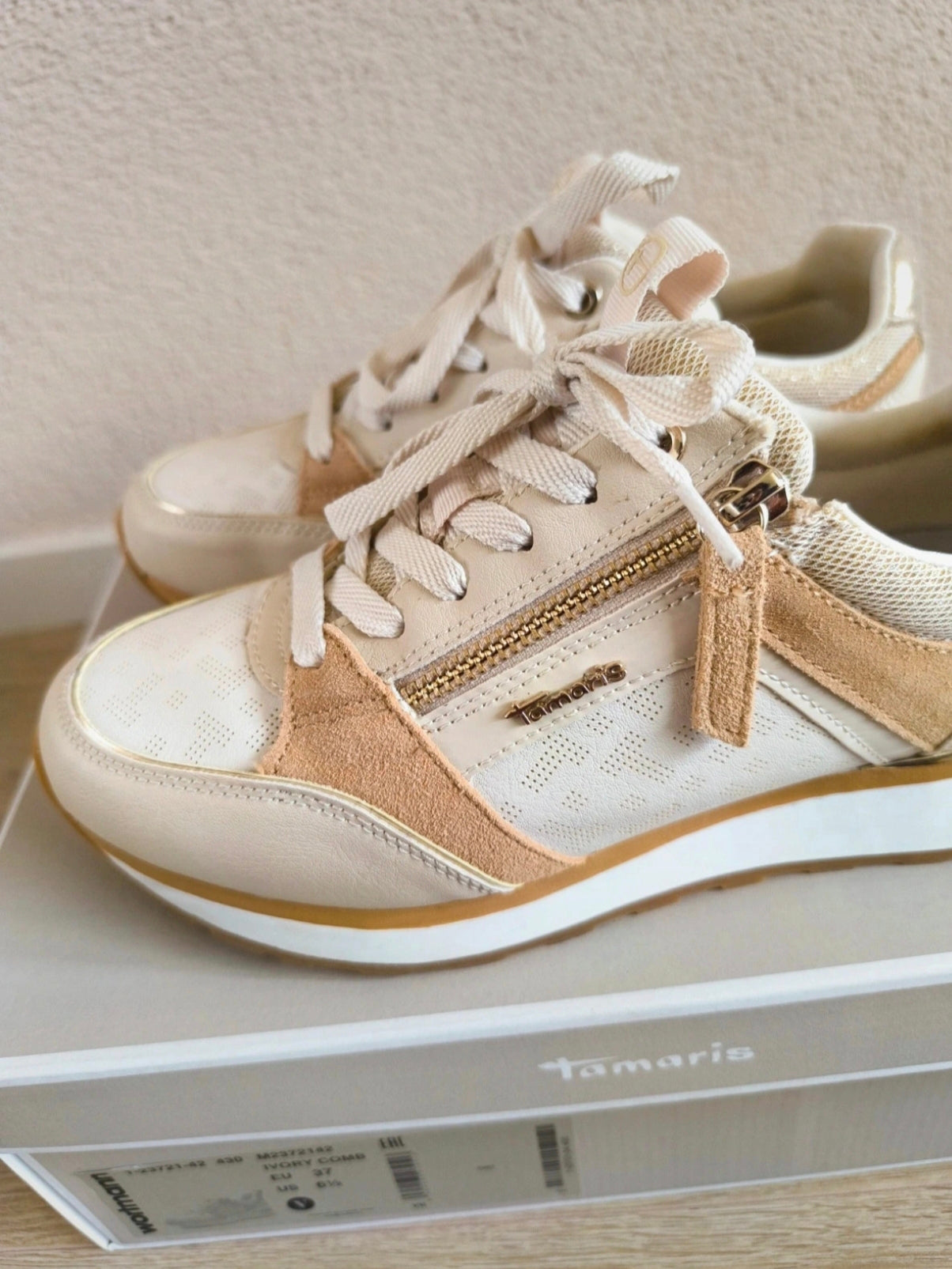 Tamaris zip sneaker ivory comb