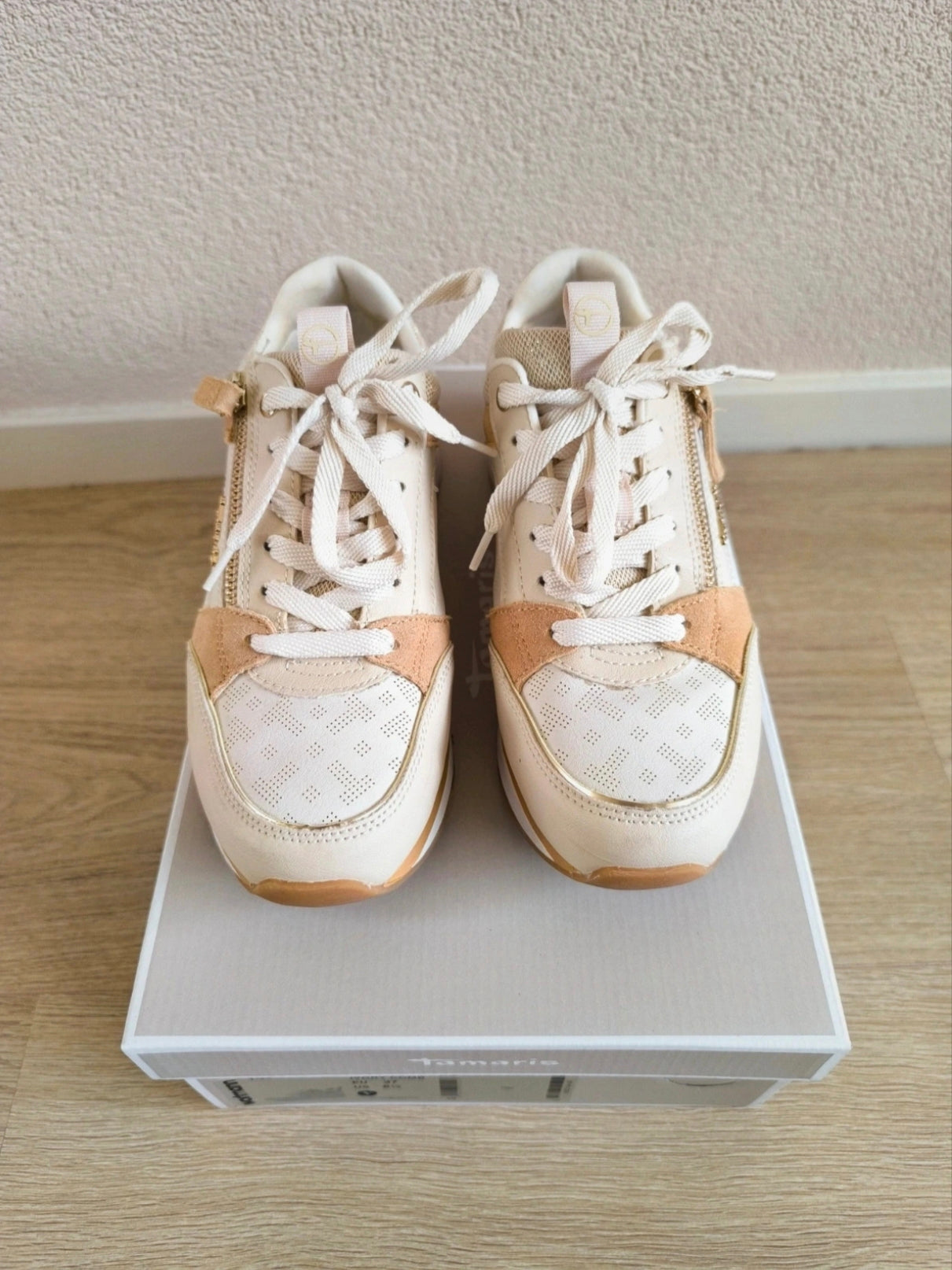 Tamaris zip sneaker ivory comb