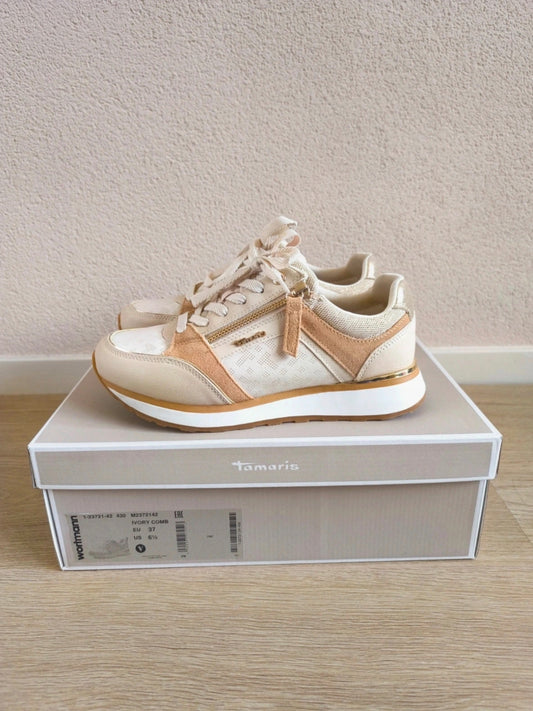 Tamaris zip sneaker ivory comb