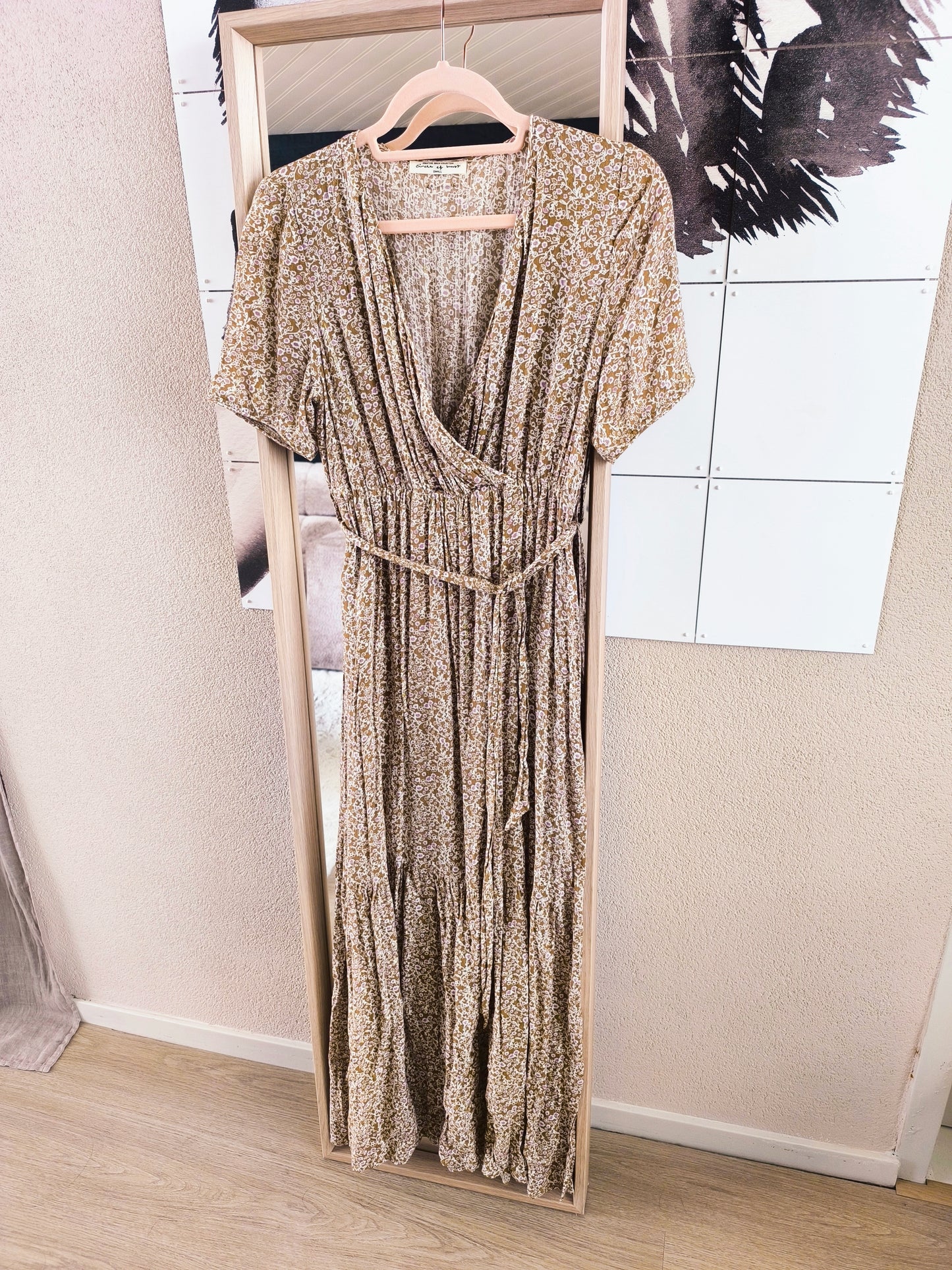 Circle Of Trust happy tree upcycled maxi jurk beige