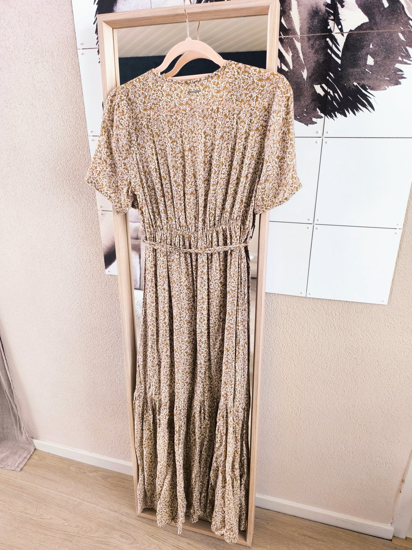 Circle Of Trust happy tree upcycled maxi jurk beige
