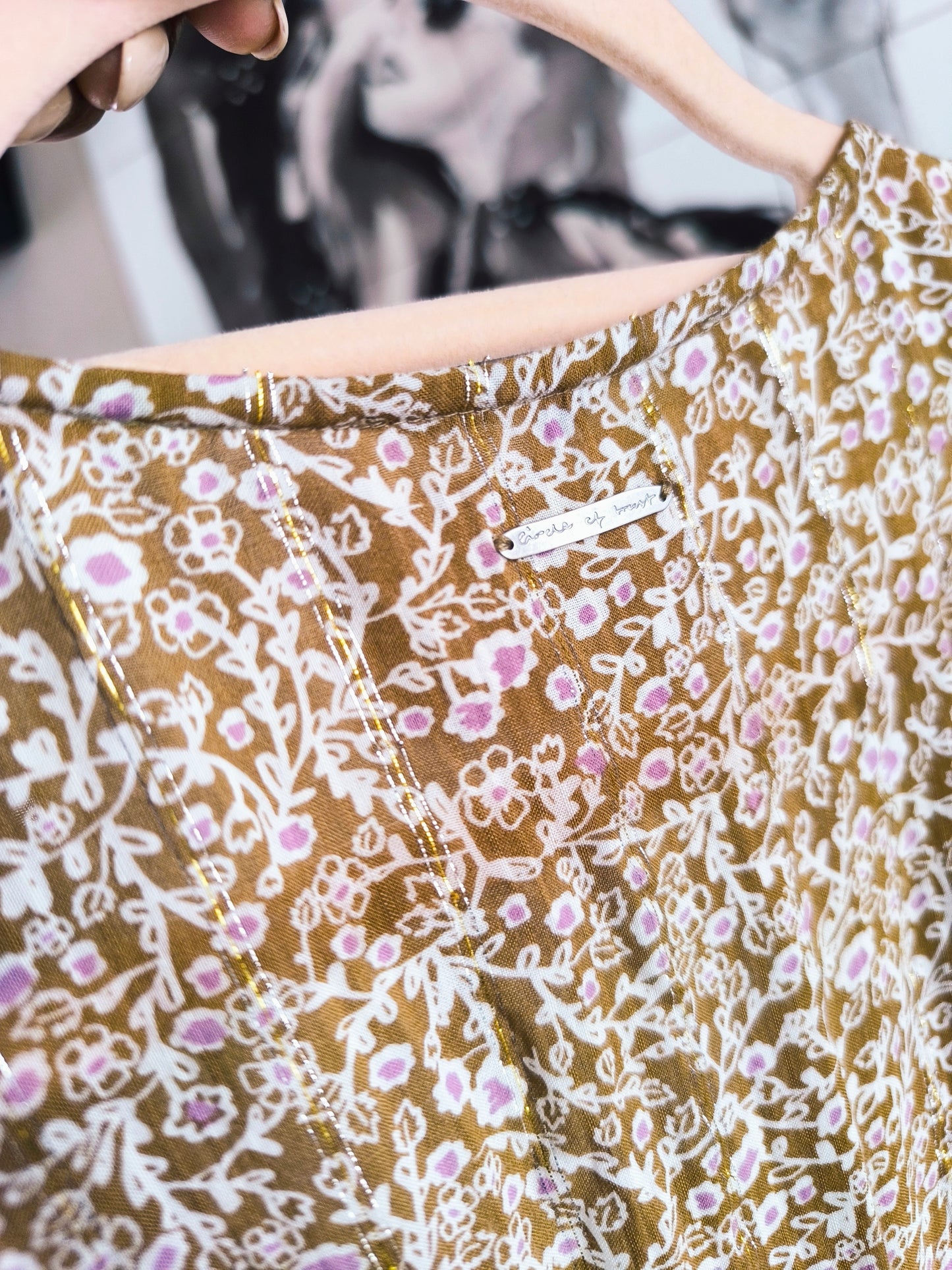 Circle Of Trust happy tree upcycled maxi jurk beige