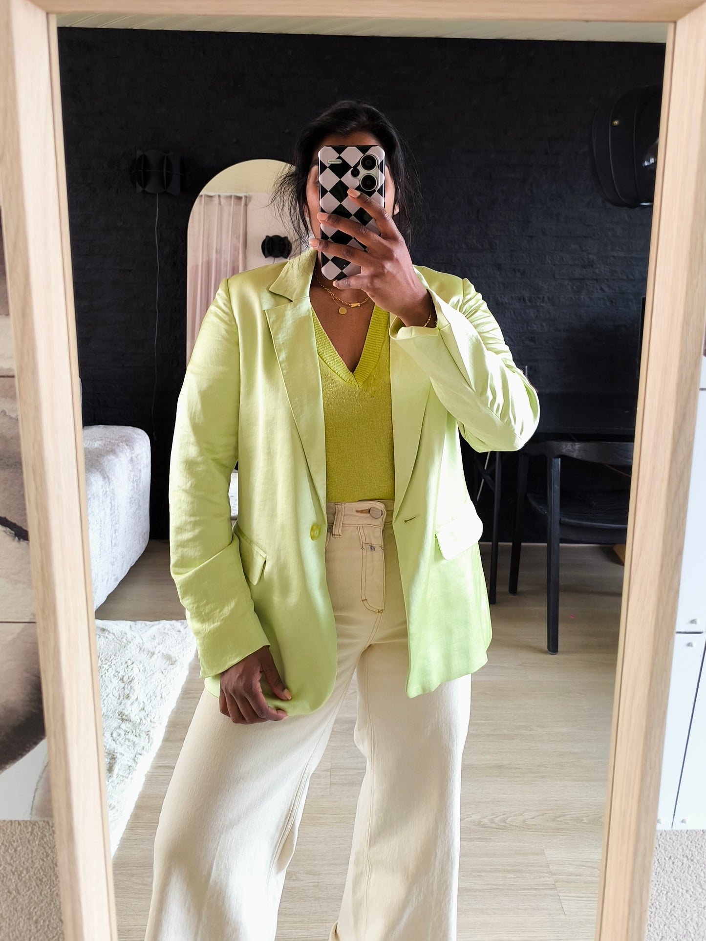 Melting Stockholm satin blazer lime