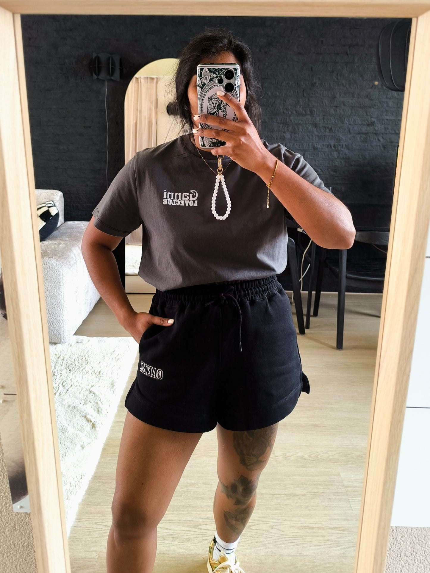 Ganni love club program backprint logo tee ash