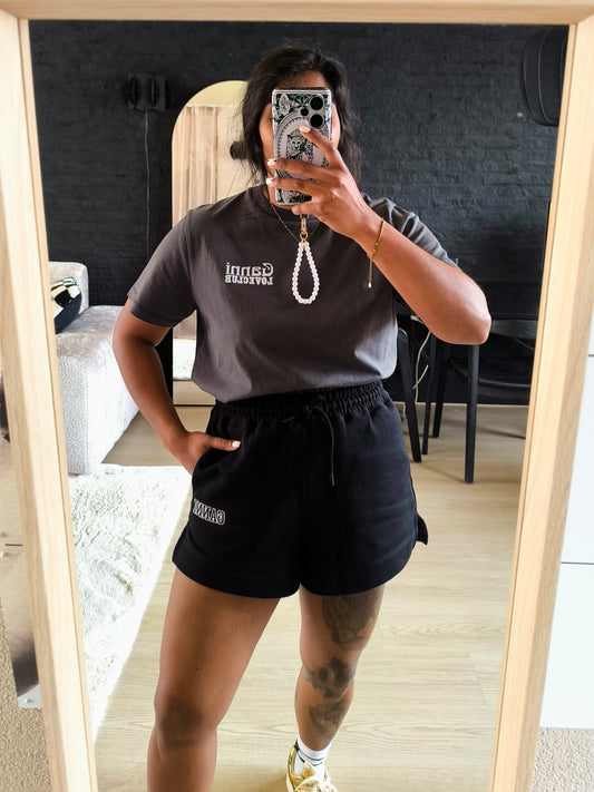 Ganni love club program backprint logo tee ash