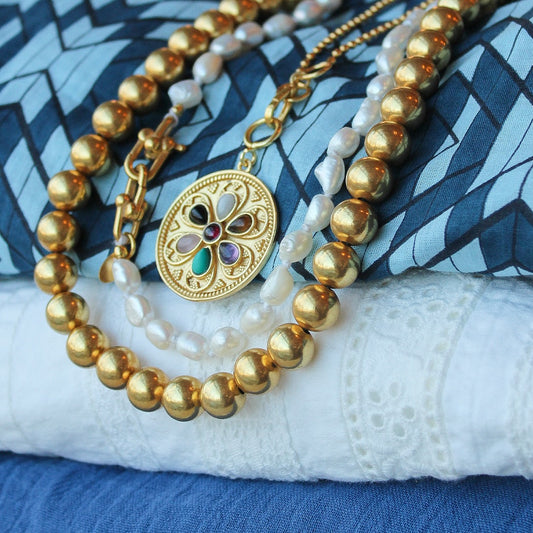 I AM JAI grote kralen ketting goud