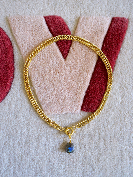 I AM JAI grote gourmet ketting + edelsteen bedel goud