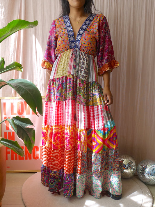 Bohemian festive embellished maxi jurk