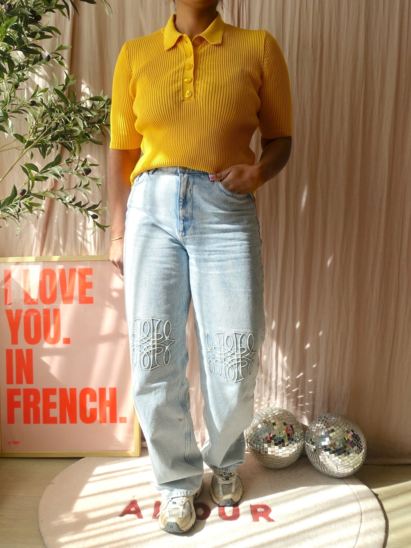 Ivy & Oak rib poloshirt sunshine yellow