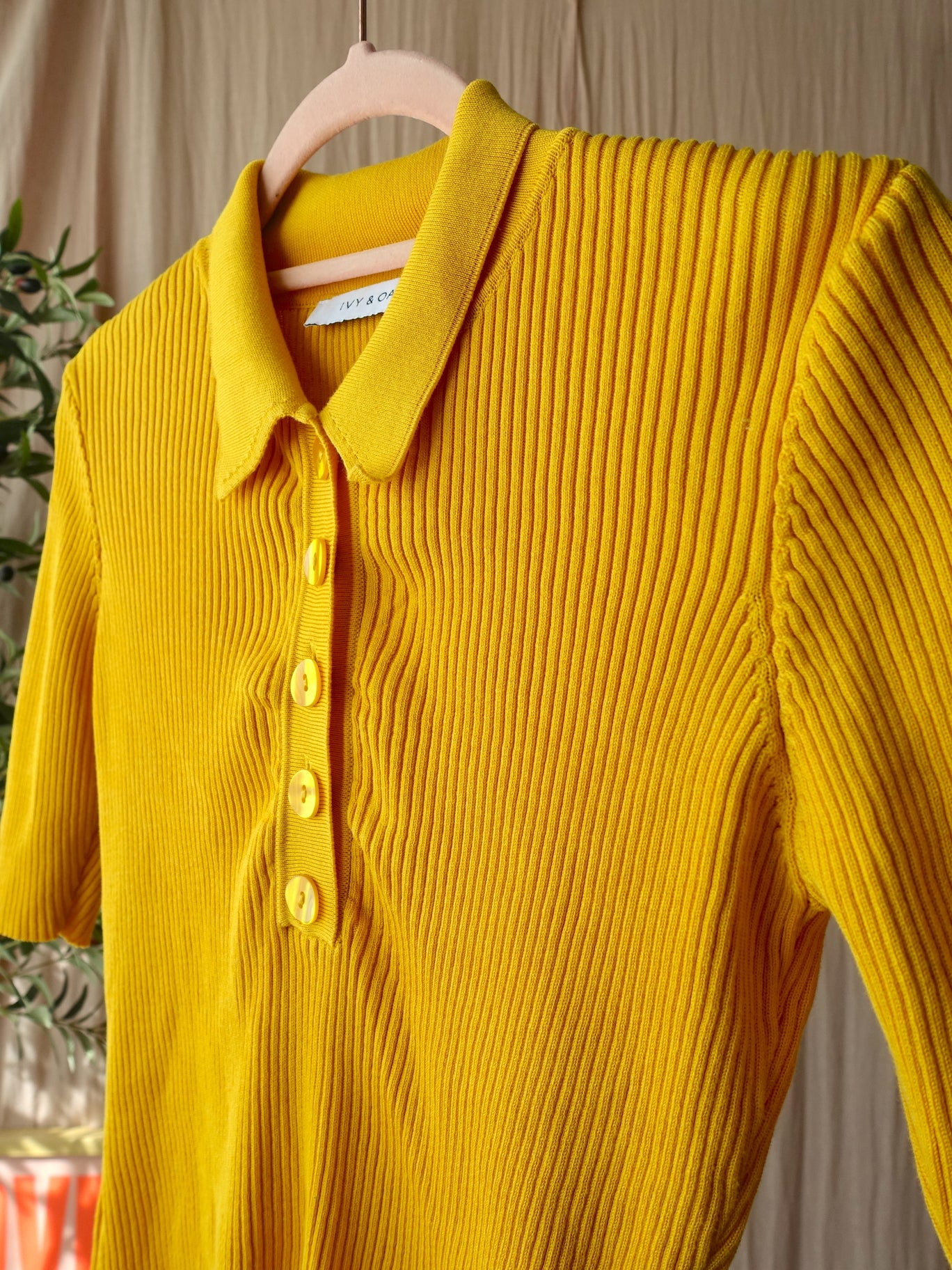 Ivy & Oak rib poloshirt sunshine yellow